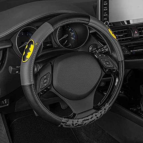 **Batman Steering Wheel Cover - Officially Licensed Warner Bros. DC Comics Car Accessory for Batman Fans - Perfect Gift for Men & Women - Enhances Grip & Style in Cars, Trucks & SUVs**