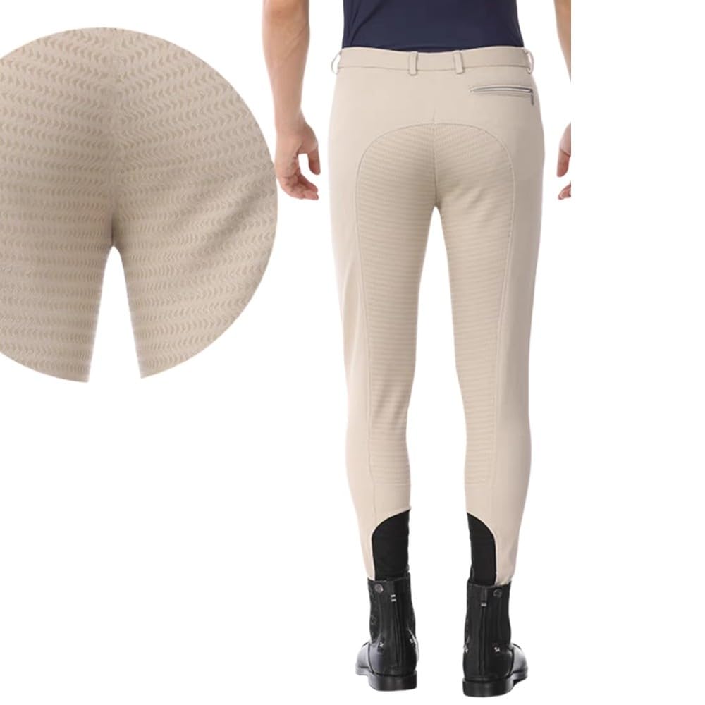 Premium Men's Equestrian Breeches with Full Seat Silicone Grip - Comfortable Horse Riding Pants for Dressage, Jumping & Training - Durable Equestrian Equipment for Professional & Casual Riders