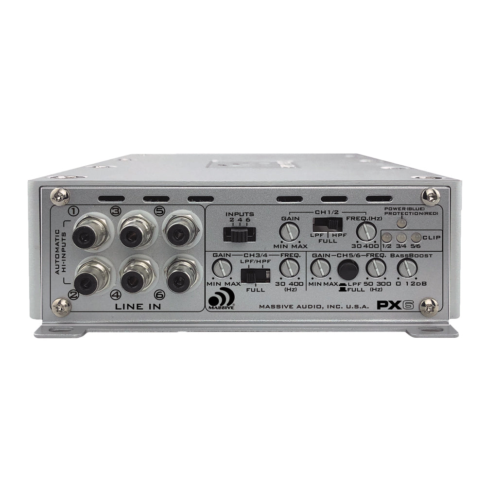 PX6 6-Channel Car Amplifier 130W RMS x 6 @ 4 Ohm - High Power Audio Amp for Car Stereo System, Home Theater, and Marine Boats