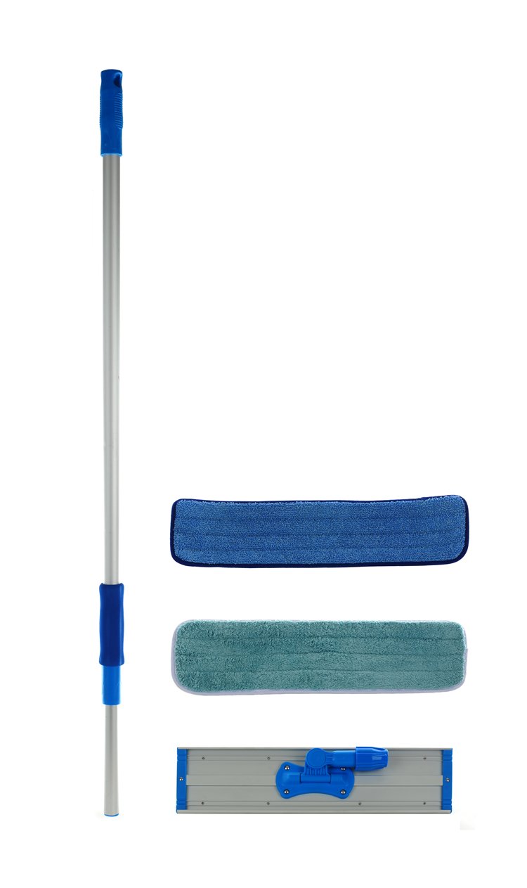 36 Inch Commercial Microfiber Mop Kit - Heavy Duty Floor Cleaning for Restaurants, Hospitals & Schools - Real Clean Professional Wet & Dry Mop System