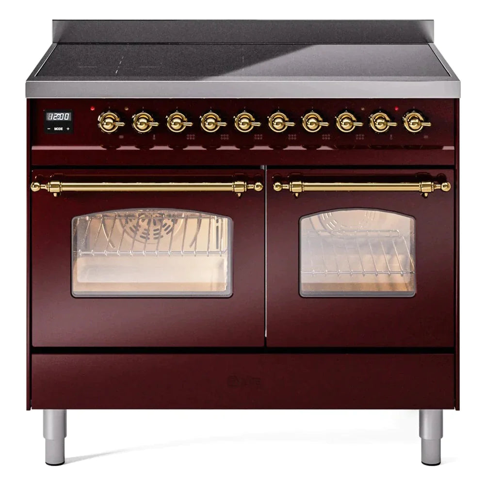 ILVE 40 Nostalgie II Series Freestanding Electric Double Oven Range - 6 Burners, Triple Glass Cool Door, Convection Oven, TFT Display & Child Lock | Perfect for Home Kitchens & Professional Chefs (Model UPDI406NMP)