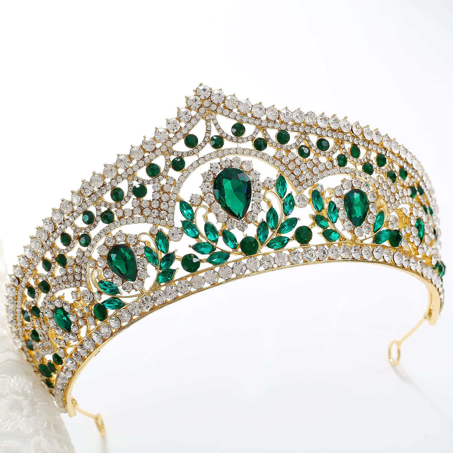 Elegant Women's Crown Hair Accessories - Wedding Headbands & Girls' Dress Jewelry for Birthday Parties (5 Colors, Green) - Perfect for Bridal, Prom, and Special Occasions