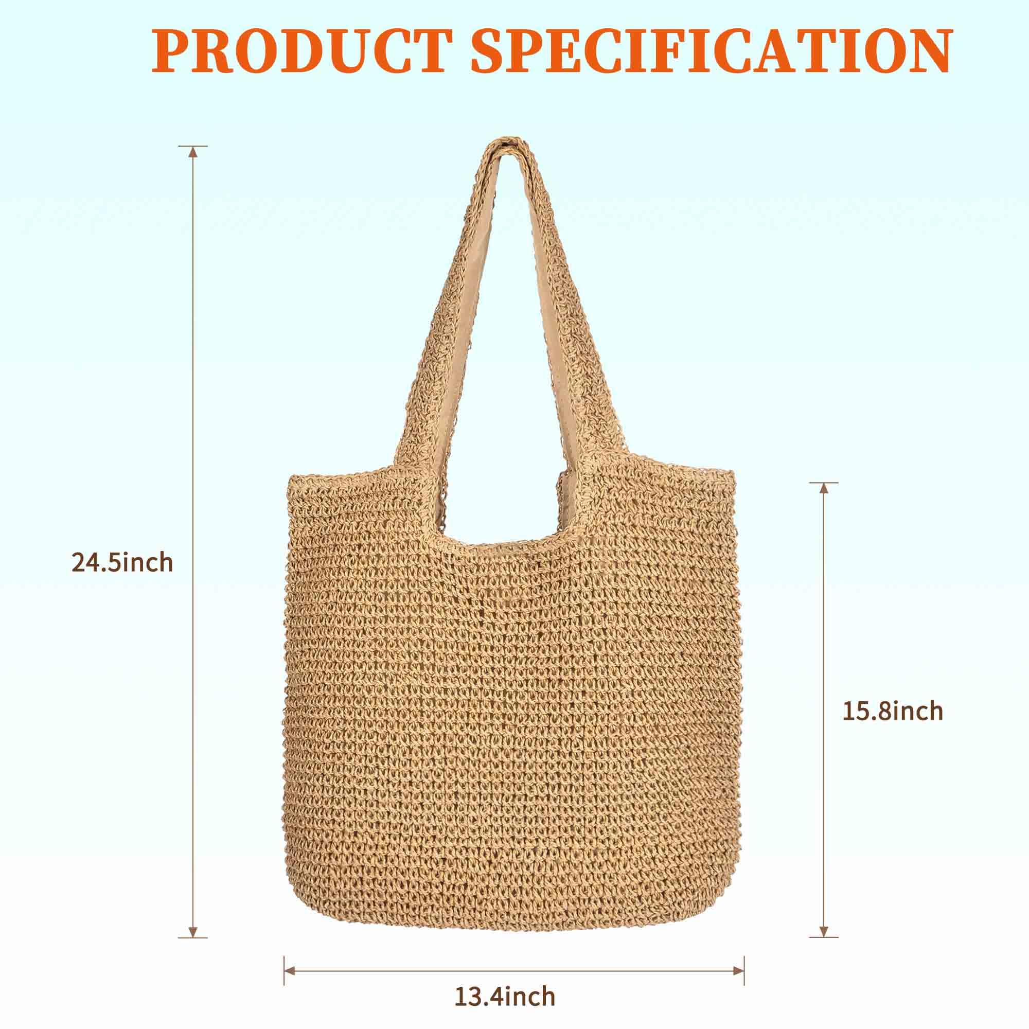 Women's Handwoven Rattan Beach Bag - Summer Tote for Seaside & Travel