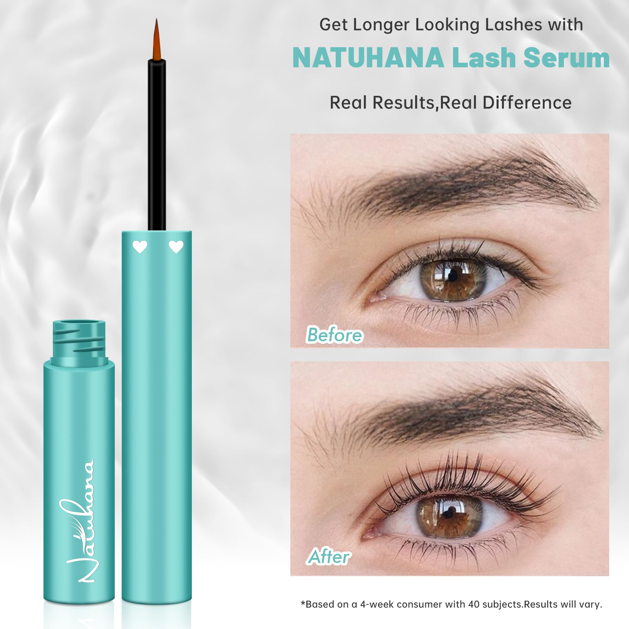 Natuhana Eyelash & Eyebrow Growth Serum for Longer, Thicker, Fuller Lashes - Natural Formula, 3ml - Perfect for Enhancing Lash Volume & Promoting Healthy Growth