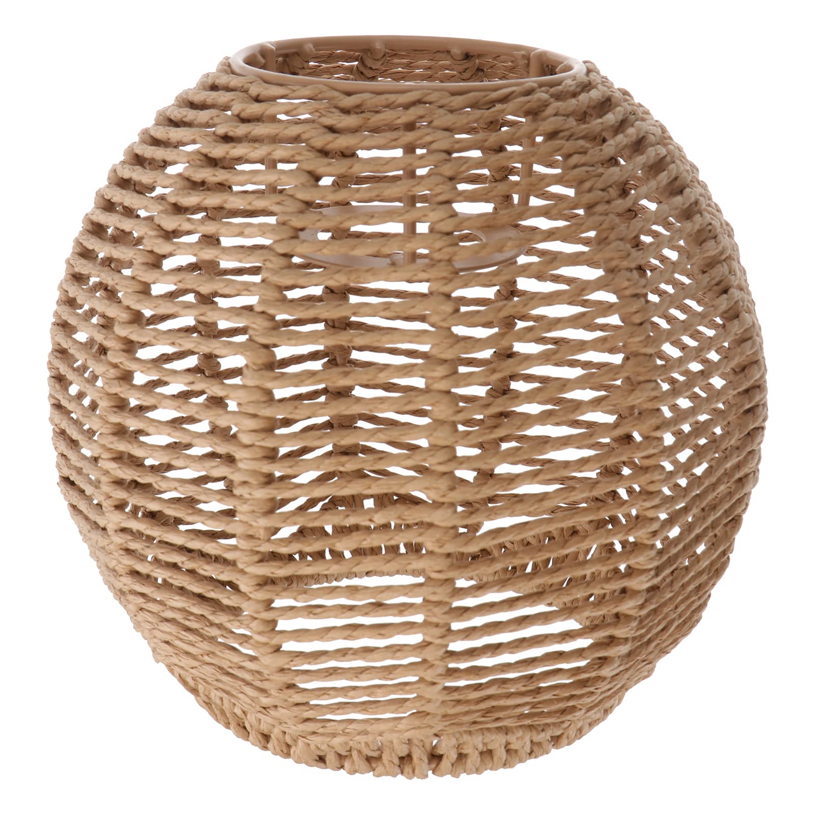 DOITOOL Retro Rattan Woven Pendant Light Cover - Boho Handwoven Natural Rattan Lamp Shade, Bulb Guard Cage for Ceiling Fan Light, Pendant Light Fixture, Vintage Home Decor (Khaki/Dark Brown) - Perfect for Living Room, Bedroom, Porch & Boho Style Interior Design