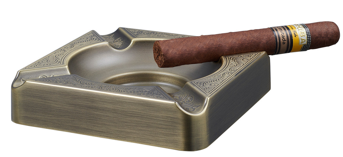 Visol Heavyweight Antique Brass Cigar Ashtray - Premium Smoking Accessory for Cigar Lovers, Home Bars & Outdoor Lounges