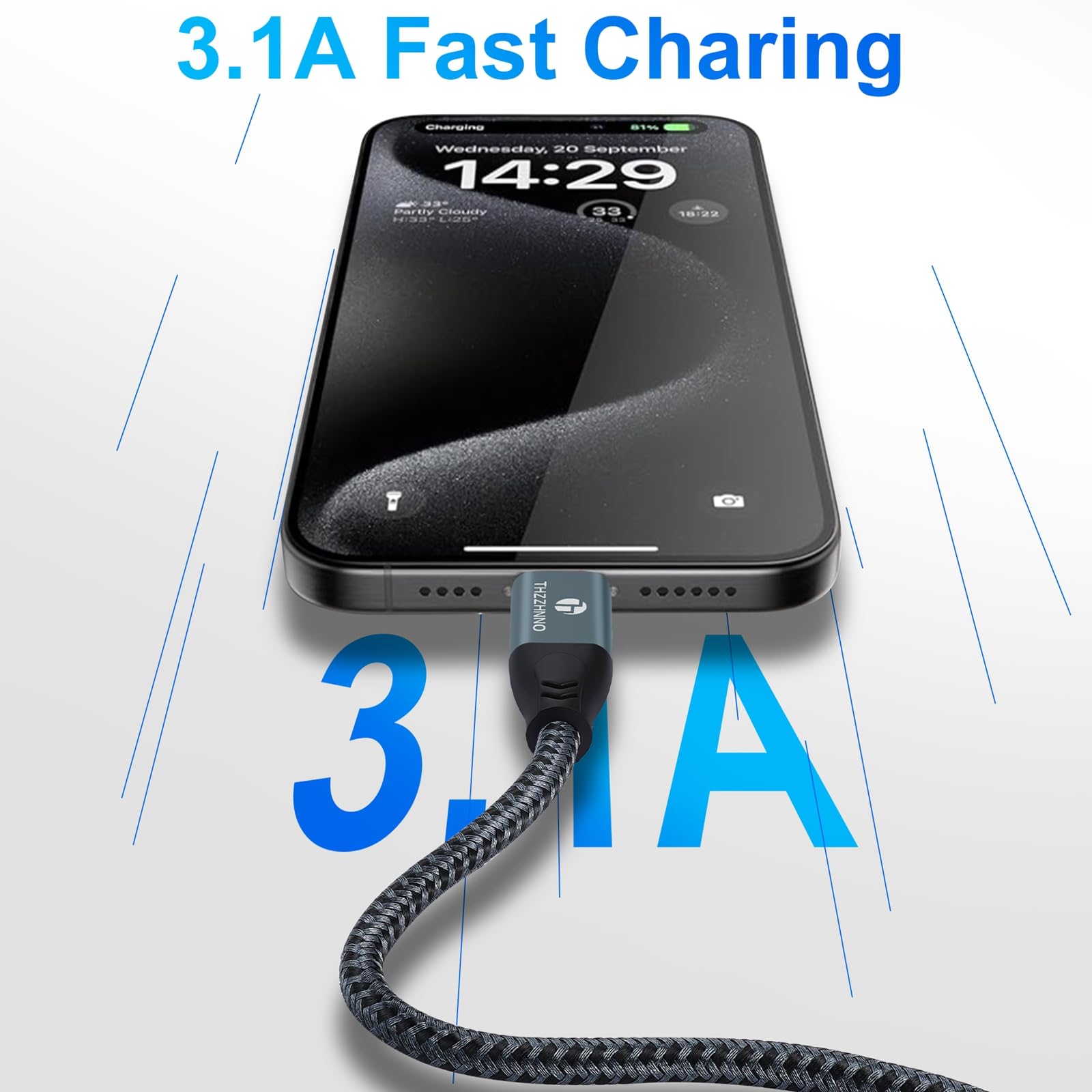 High-Speed USB A to USB C Cable 0.5M (1.6ft) - 10Gbps USB 3.1/USB 3.2 Gen 2 Fast Charging & Data Sync Cable - Compatible with Samsung Galaxy, iPhone 15, MacBook Pro, iPad Pro - Perfect for Home, Office & Travel Charging