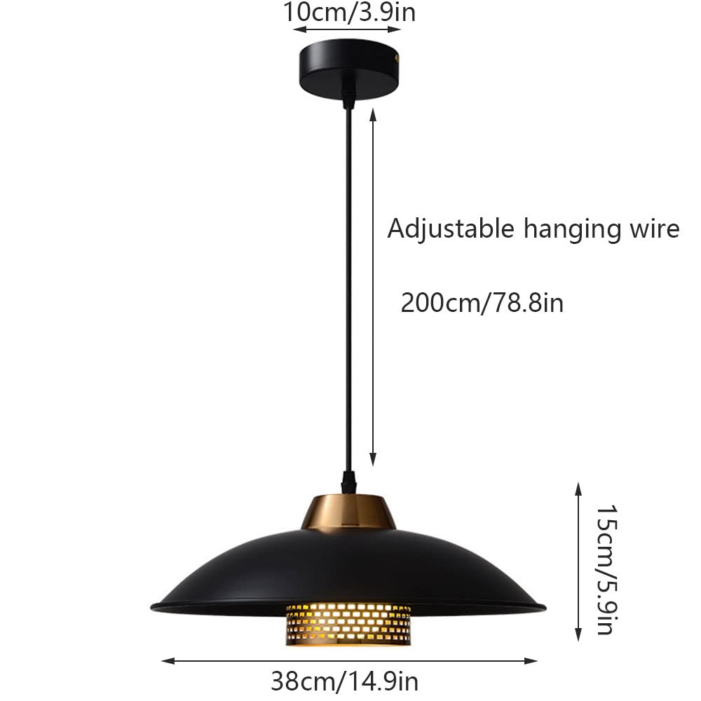 Black Single Head Chandelier Light - Luxury Retro Pendant Lamp for Modern Farmhouse & Outdoor Decor - E27 Hanging Lighting Fixture - Perfect for Living Room, Dining Room & Patio Lighting