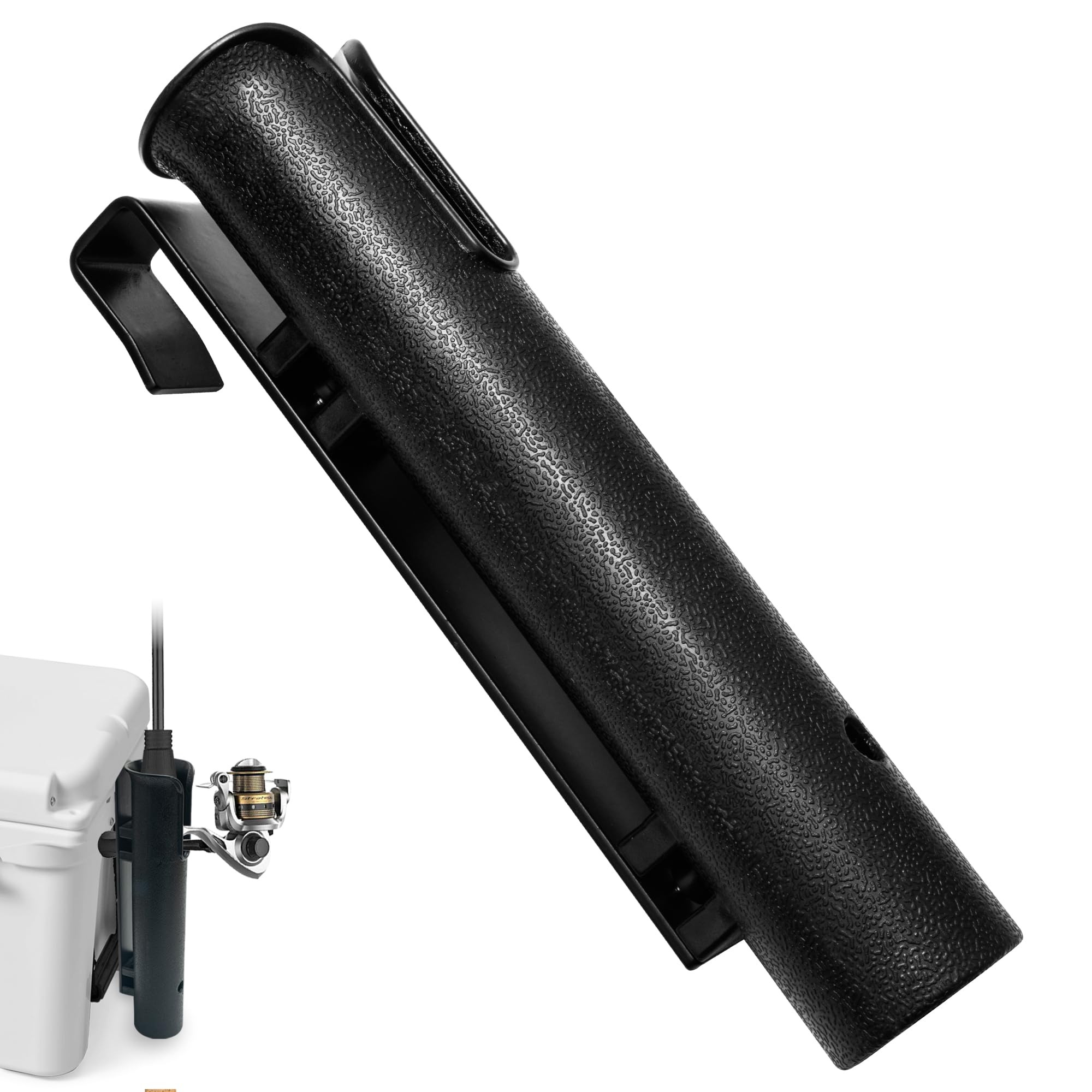 Wall Mounted Fishing Rod Holder - Compatible with YETI & RTIC Coolers, Cooler Accessory, Medium, Black - Perfect for Garage, Boat, and Outdoor Storage