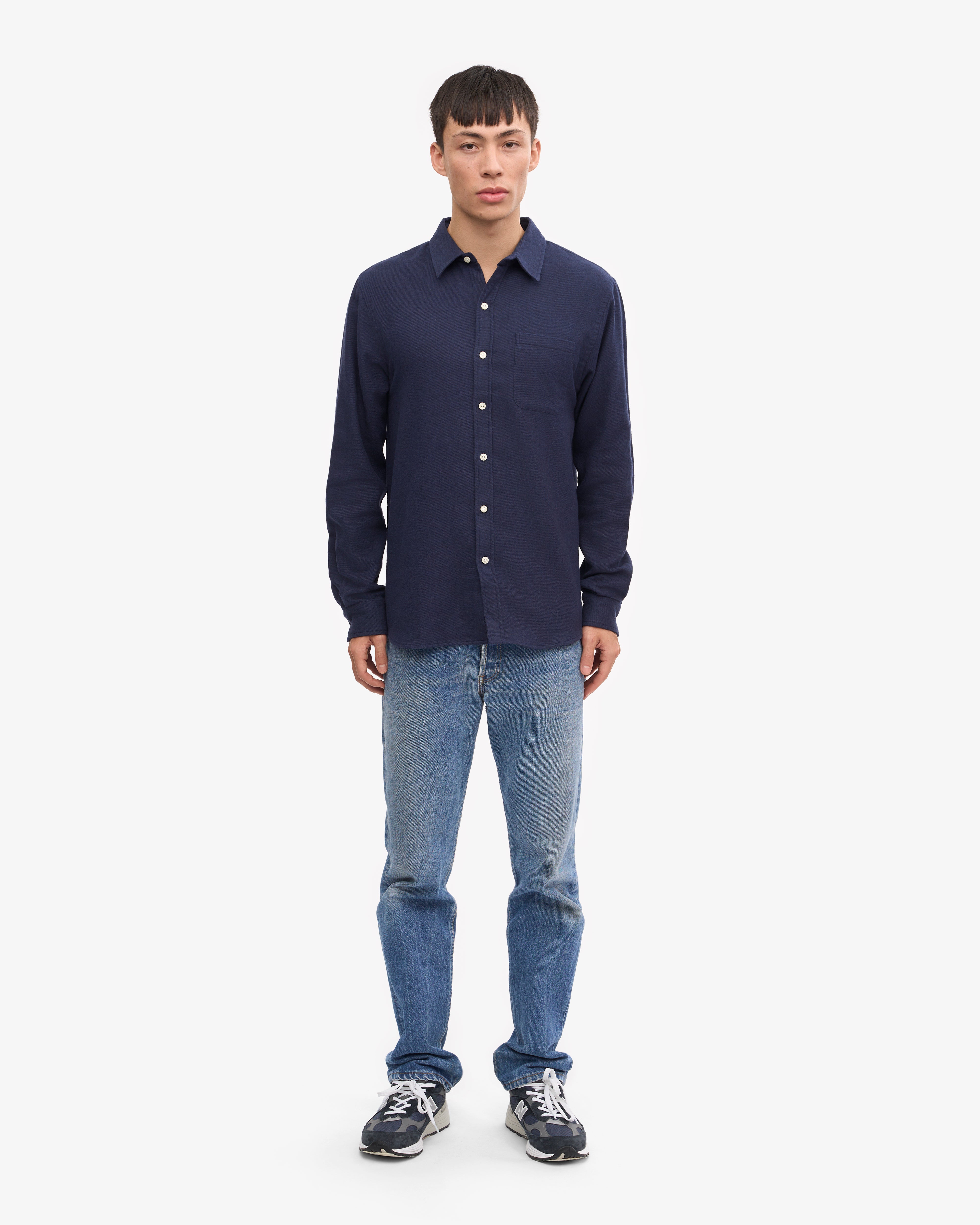 Organic Flannel Shirt for Men - Soft 100% Cotton Navy Blue Plaid Button Down Shirt - Perfect for Casual Wear, Outdoor Activities & Layering in Fall/Winter