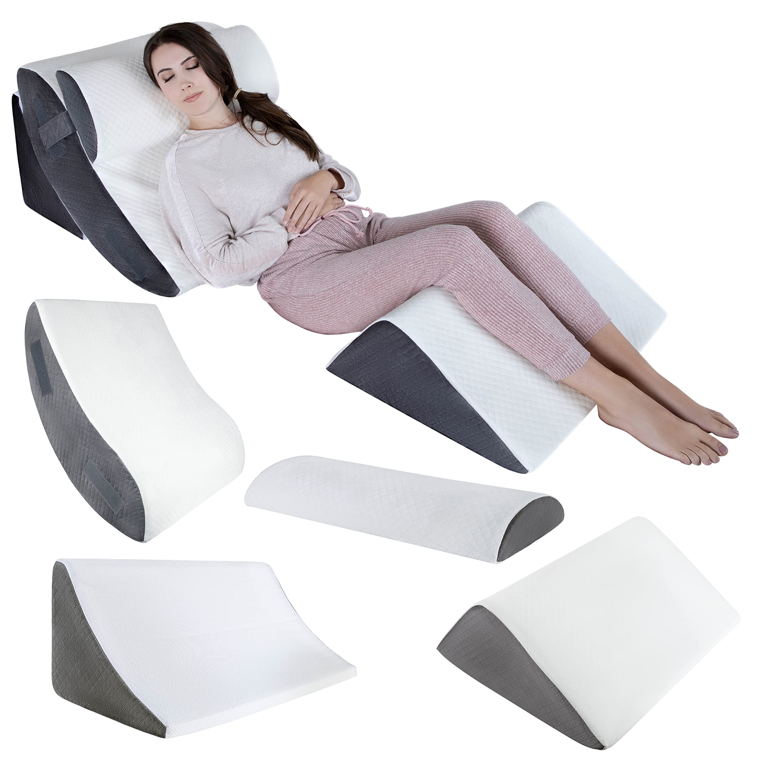 **Kӧlbs Bed Wedge Pillow Set – Chic Jacquard Cover for Sleeping, Acid Reflux & Heartburn Relief – 4-Piece Orthopedic Support (Ideal for Back Pain, GERD & Post-Surgery Recovery)**