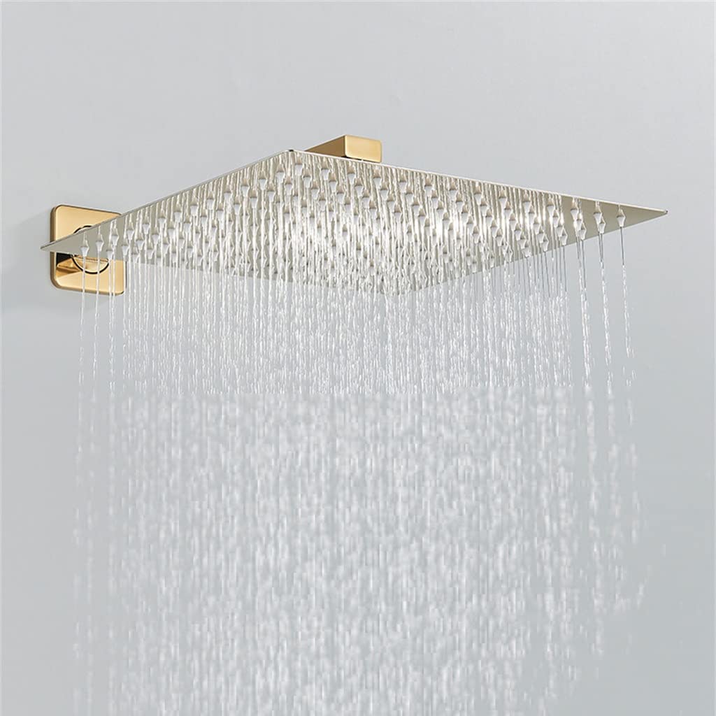 EKDSPW 8/10/12 Inch Rainfall Shower Head - Ultra Thin Wall Mounted Shower Arm with Adjustable Angle for Bathroom Spa Experience (Black, 1PS8) - Perfect for Modern Bathrooms, Luxury Showers & Relaxing Spa Days