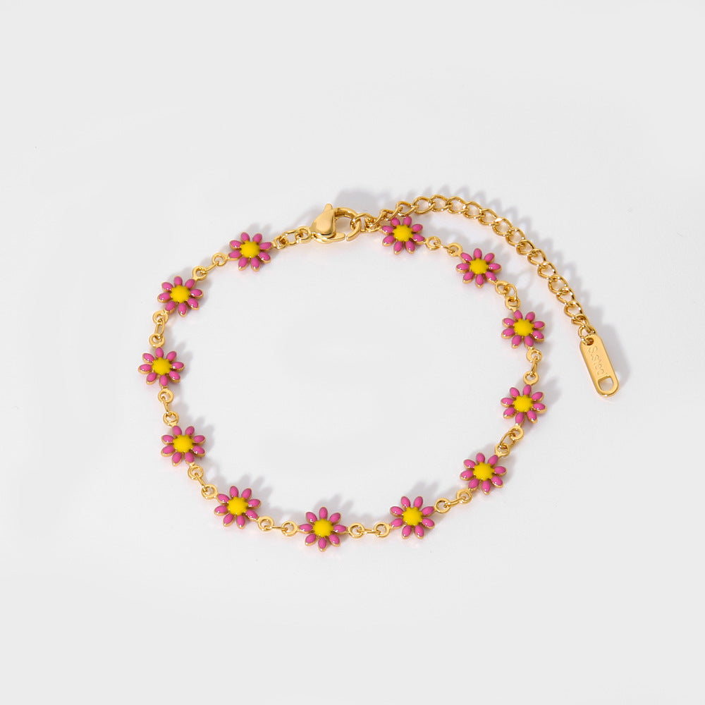 Charming Enamel Flower Bracelet & Necklace Set for Women - Elegant Jewelry Gift for Birthday, Anniversary & Valentine's Day | JDB635 | Perfect for Everyday Wear, Date Nights & Special Occasions