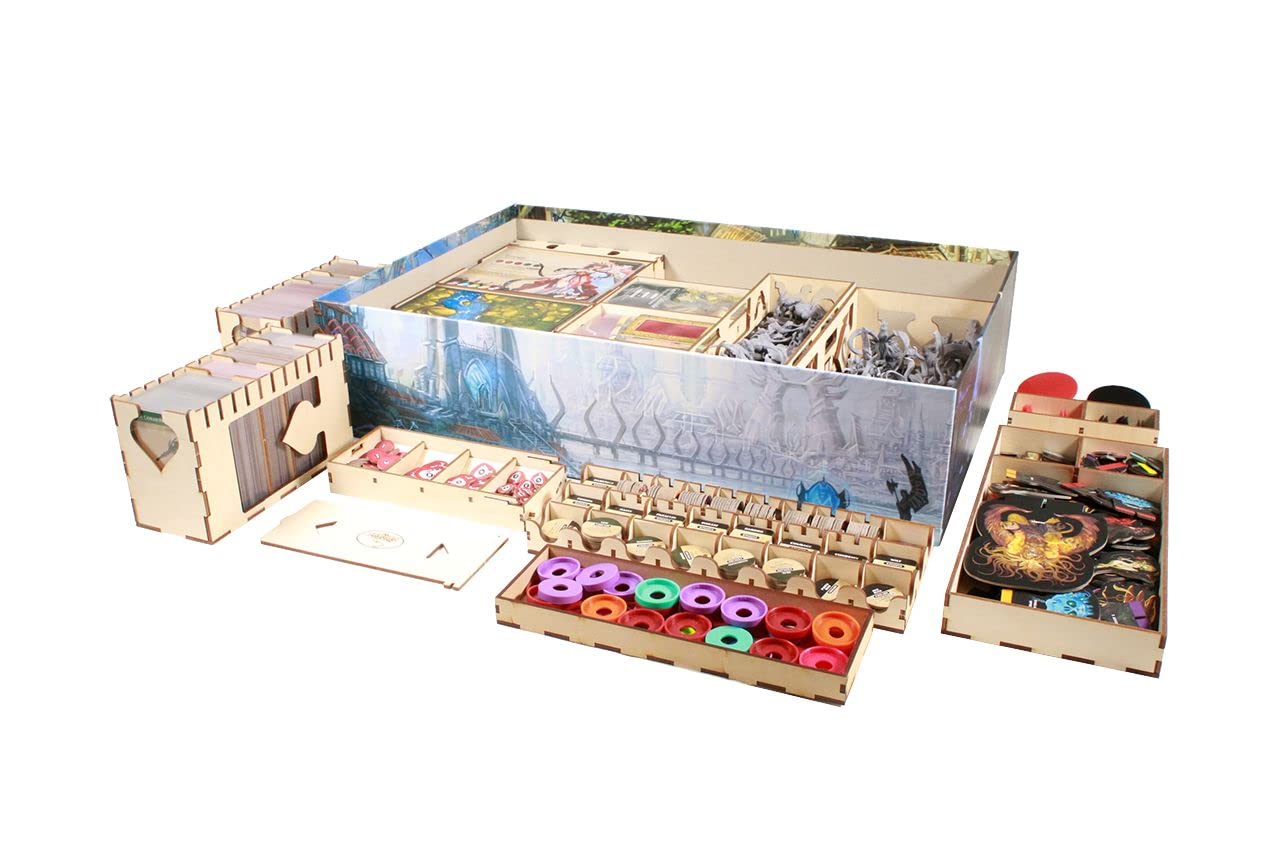 Premium Wooden Game Organizer for Middara: Unintentional Malum Act 1 - Multi-Tray Storage Box with Custom Fit - Perfect for Board Game Enthusiasts & Organized Game Nights