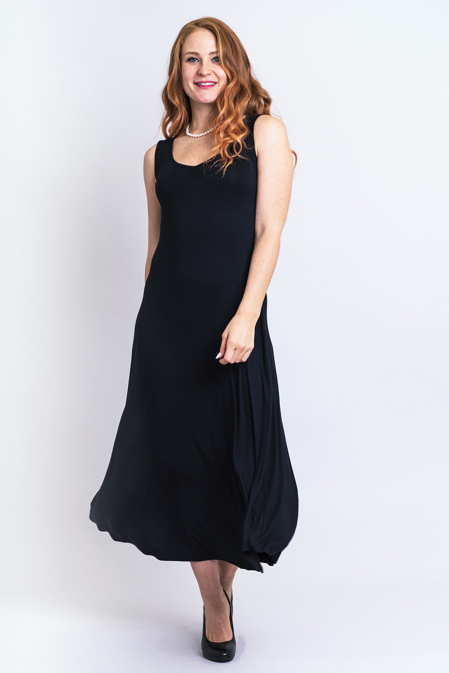 Lanai Sleeveless Dress for Women - Soft Bamboo Fabric Summer Dress in Black | Perfect for Beach Vacations, Garden Parties & Casual Outings
