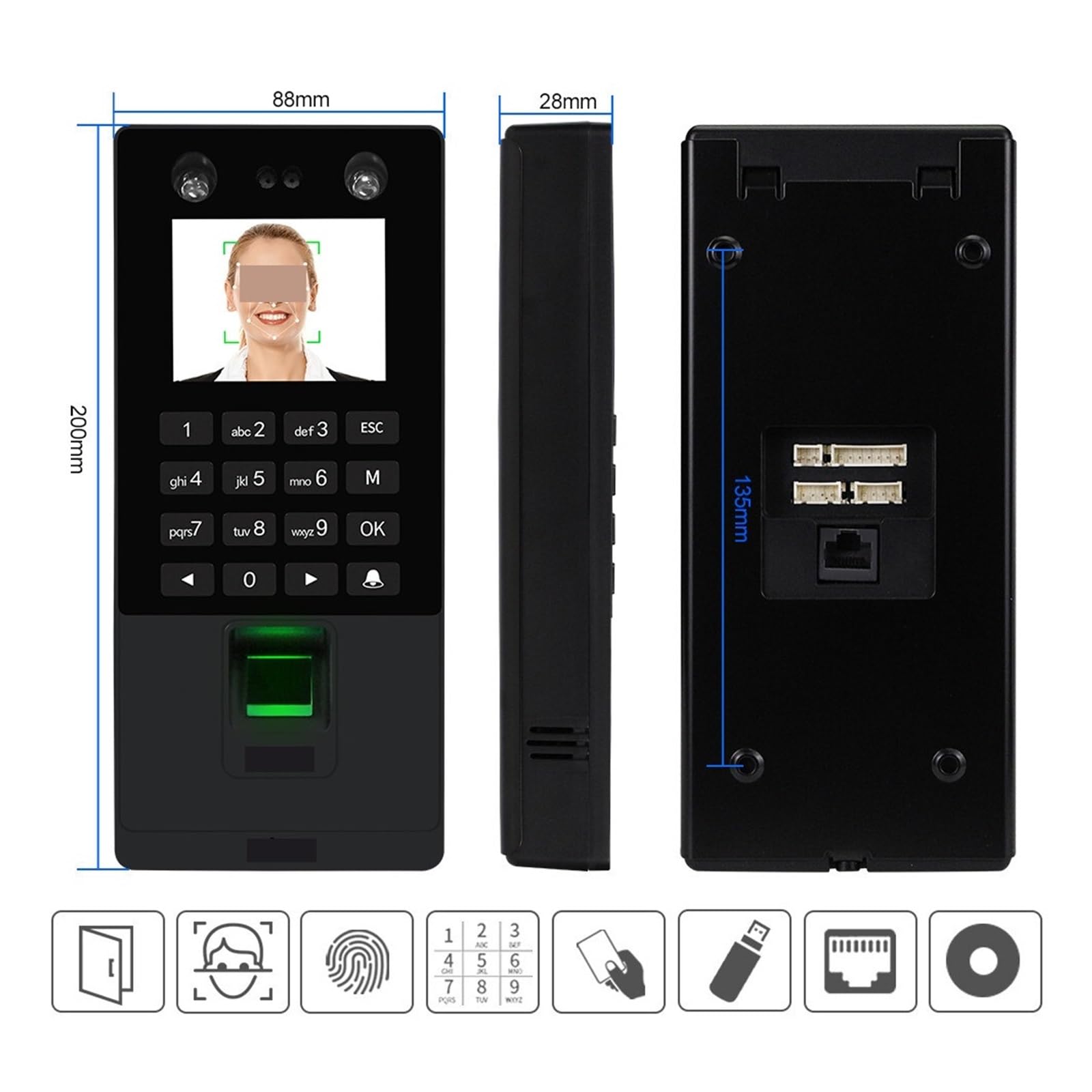 X112-K Biometric Facial Recognition & RFID Fingerprint Time Attendance System - Secure Access Control with Face, Password & Card Support | TCP/IP & USB Connectivity | Ideal for Offices, Schools & Smart Buildings