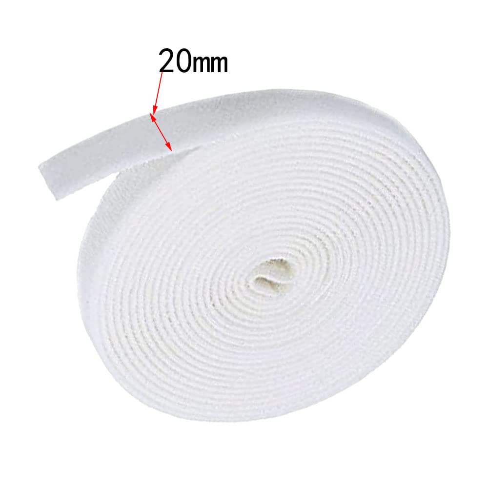 3/4-Inch Hook and Loop Tape Roll - 25 Yards Reusable Cable Management Straps, Self-Gripping Magic Fastener Ties (White) - Perfect for Organizing Wires, Cables, Home Office & DIY Projects