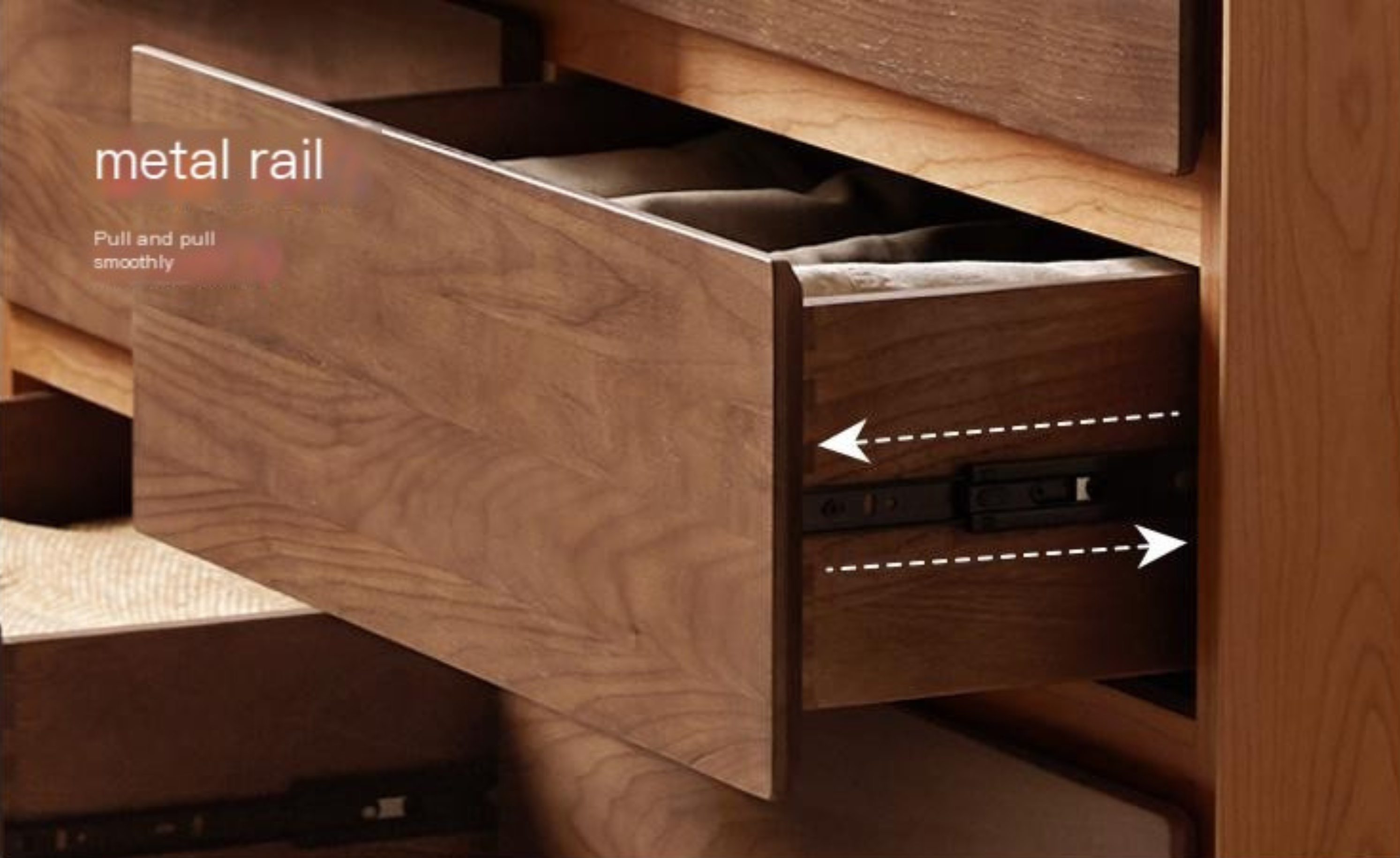 Premium Black Walnut & Cherry Solid Wood Modern Dresser Drawer Cabinet - Stylish Bedroom Storage for Clothes, Linens & Accessories