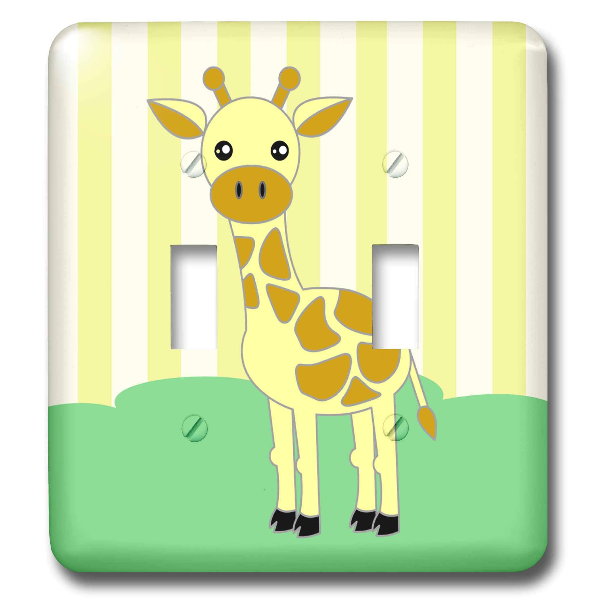 3D Rose Baby Animals Giraffe Double Toggle Switch - Colorful Light Switch Cover for Nursery, Kids Room & Playroom Decor - Fun Wall Accessory for Child's Bedroom