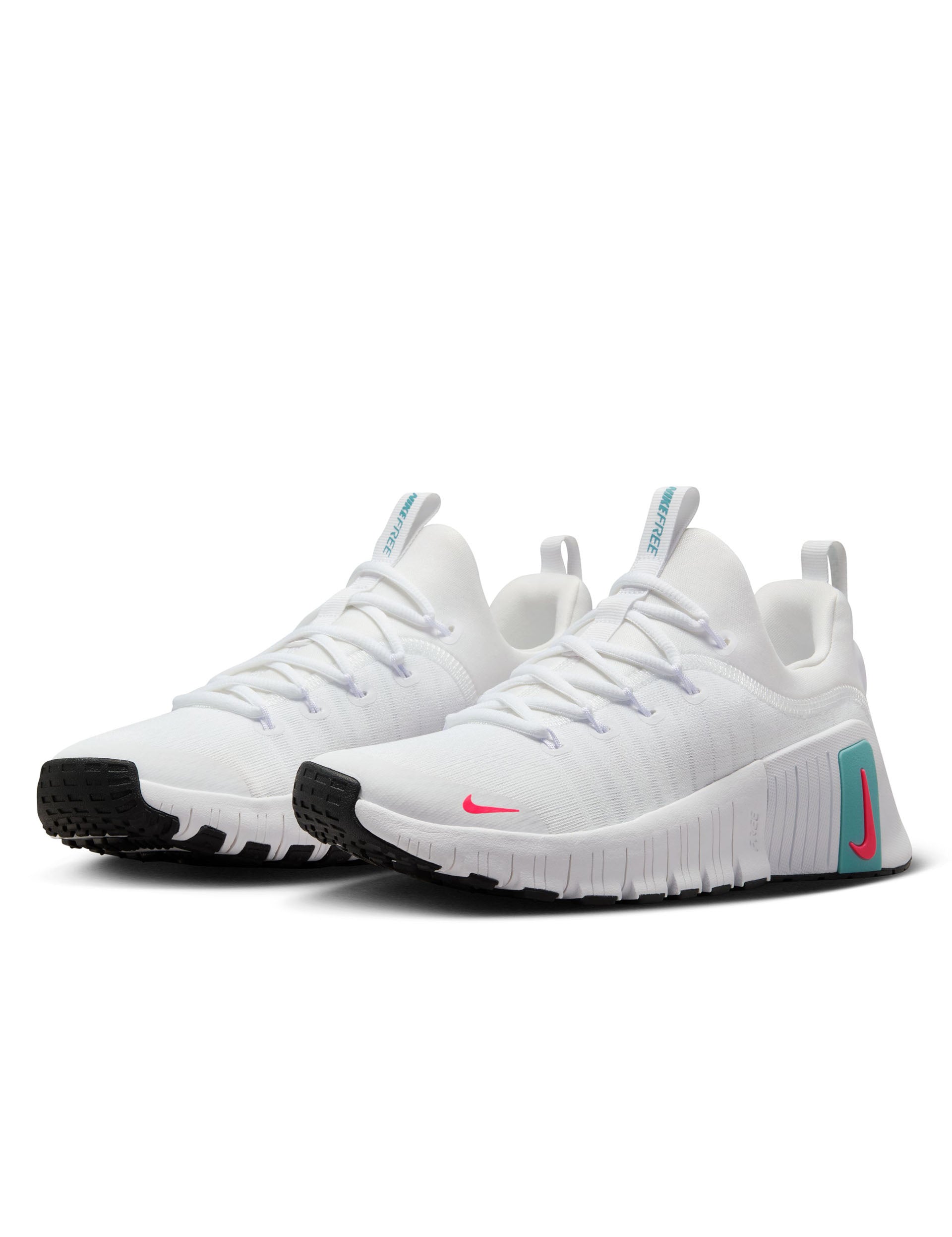 Nike Free Metcon 6 Training Shoes - White/Denim Turquoise/Black/Hot Punch - Perfect for CrossFit, Gym Workouts & Weightlifting