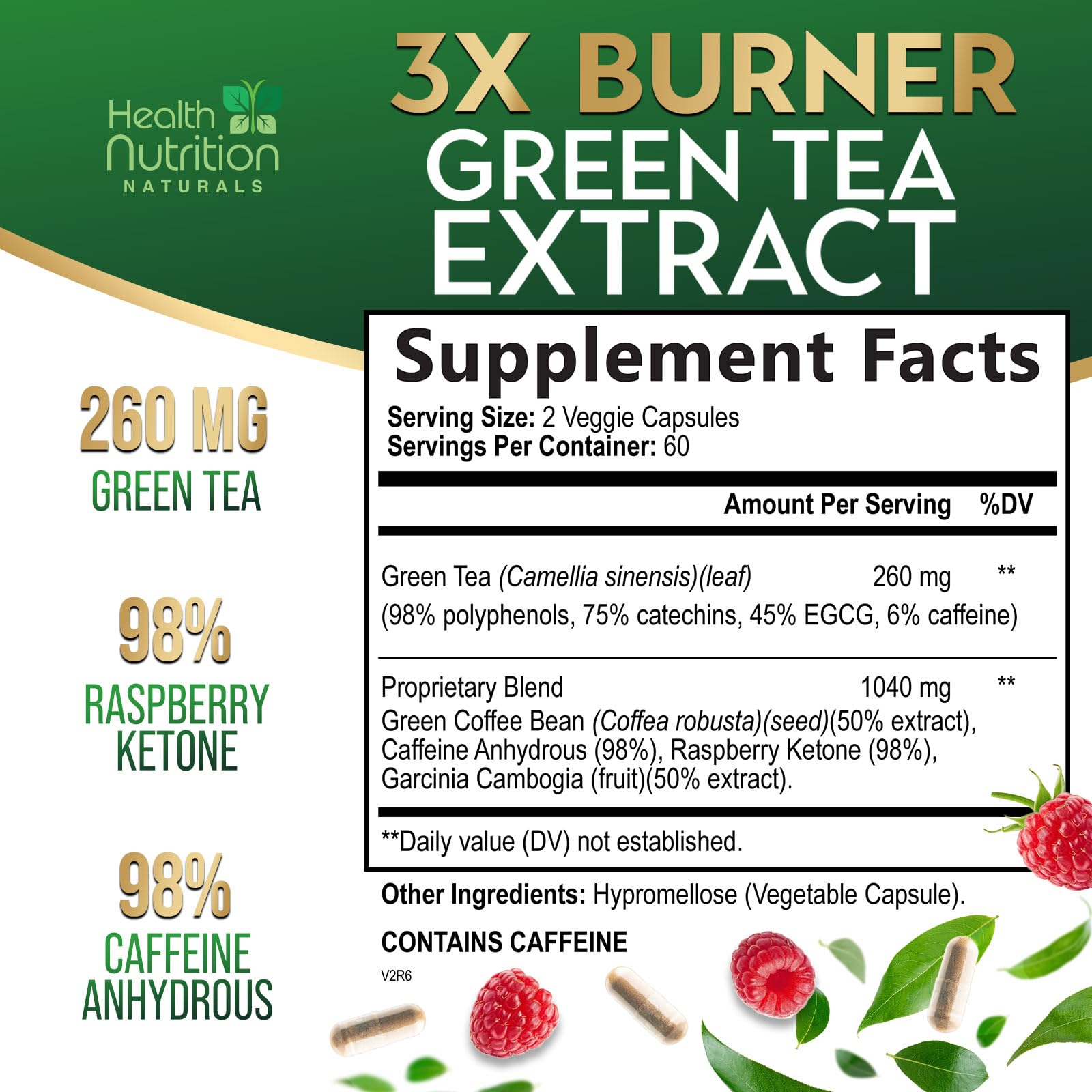 Green Tea Extract Pills 1300mg - 98% Standardized EGCG, 3X Extra Strength for Natural Energy - Supports Antioxidant, Heart Health & Immune System - Vegan Capsules with Polyphenols (120 Count) - Perfect for Daily Wellness & Active Lifestyle