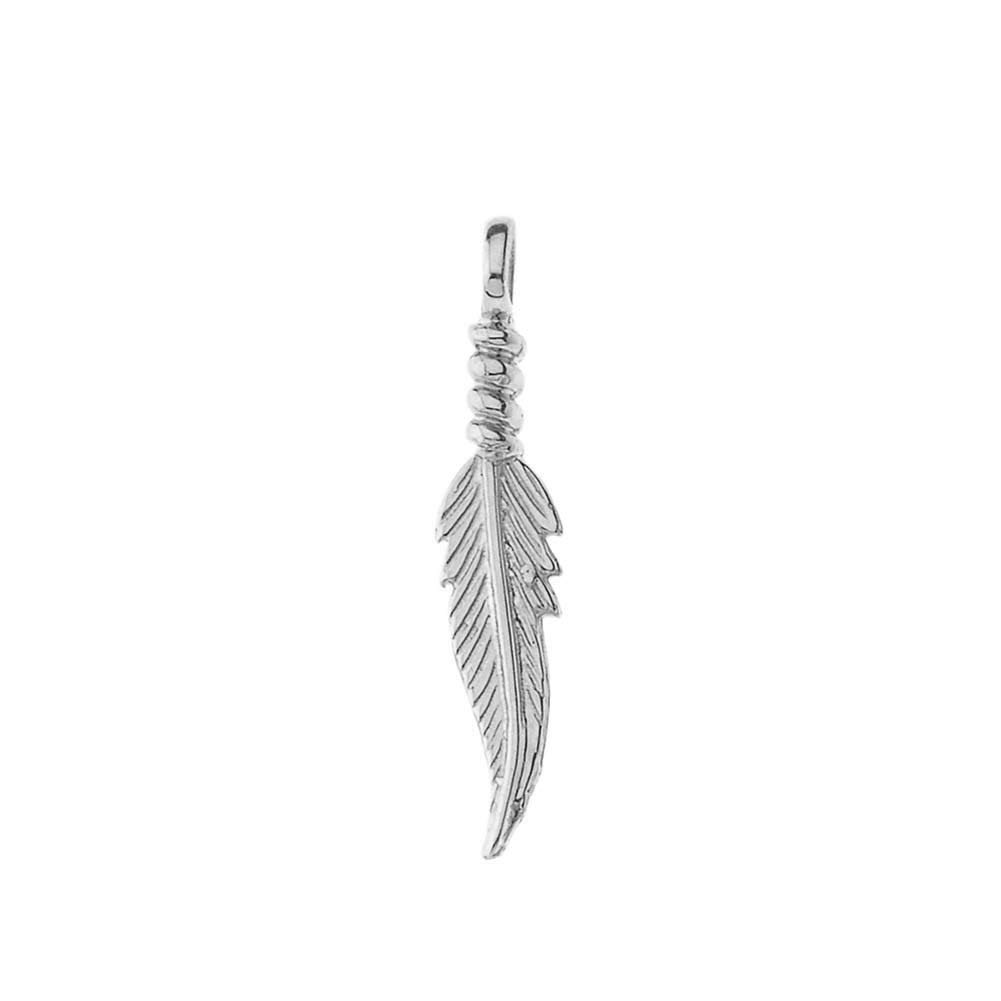 14K White Gold Feather Charm Pendant Necklace for Women - Delicate Dainty Jewelry Gift for Birthday, Anniversary & Special Occasions
