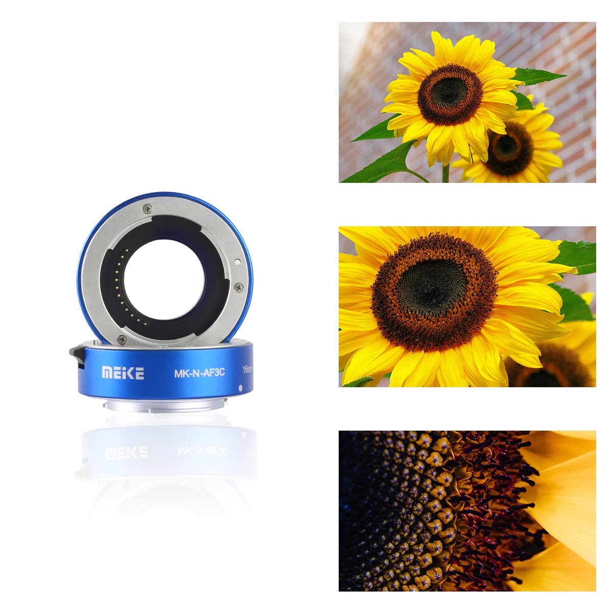 MEKE MK-N-AF3C-BLUE Auto Focus Macro Extension Tube Adapter - All Metal Construction for Nikon N1-Mount Mirrorless Cameras (J1, J2, J3, V1, V2) - Perfect for Close-Up Photography, Product Shots & Macro Shooting