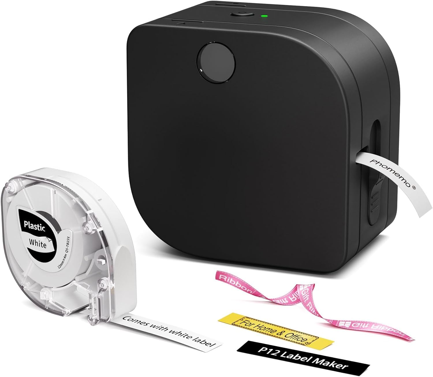 Phomemo P12 Portable Bluetooth Label Maker - Handheld Thermal Label Printer for Office, Home & School Organization with Multiple Templates & Icons (Black) | Perfect for Shipping Labels, Pantry Organization & Classroom Supplies