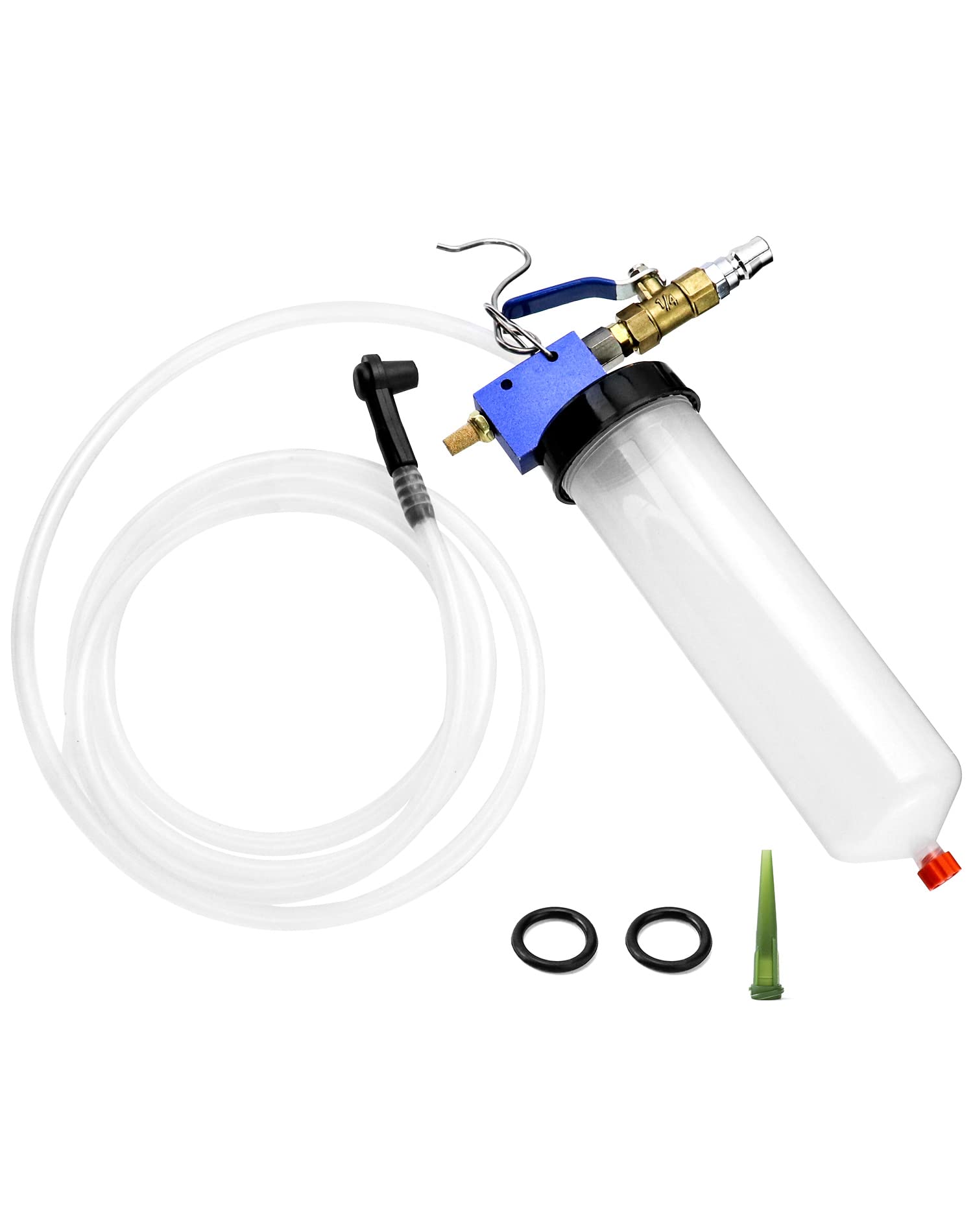 QWORK Auto Car Brake Fluid Extractor - Pneumatic Vacuum Bleeder for Oil Change, Power Steering Fluid, Engine Oil, Gear Oil & Water - Ideal for Auto & Motorcycle Maintenance, DIY Fluid Replacement & Garage Repairs