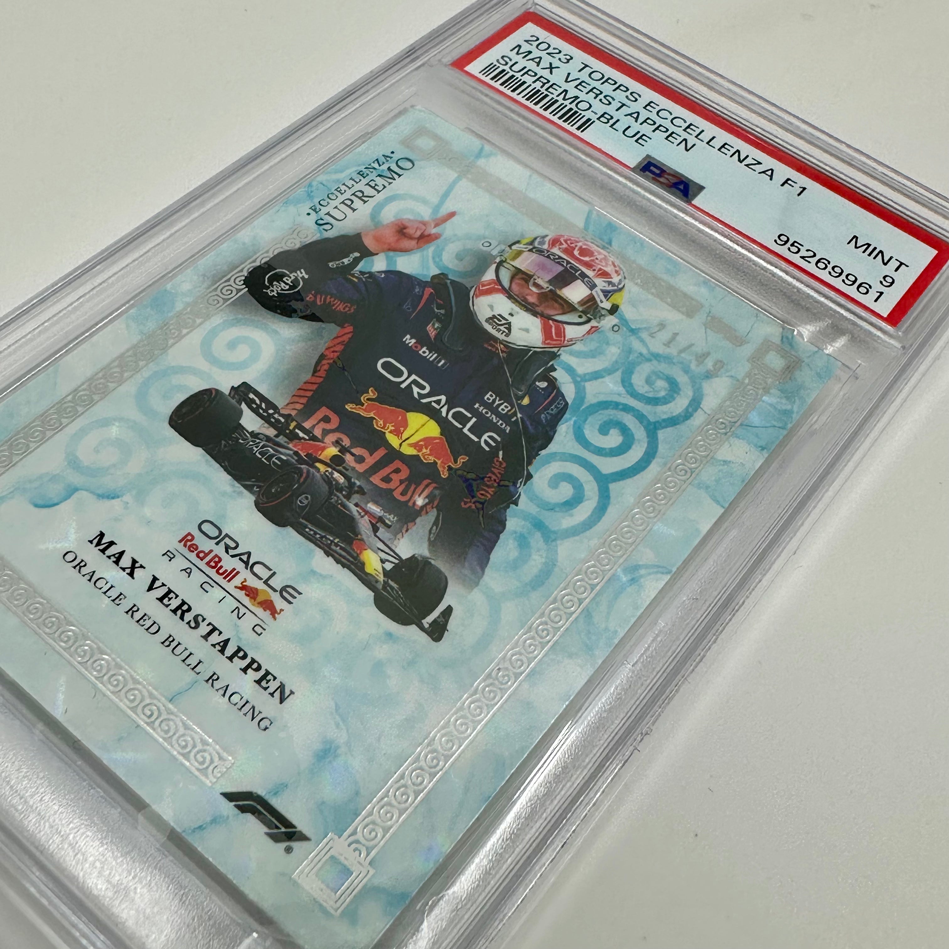 2023 Eccellenza Supremo Max Verstappen Blue PSA 9 21/49 - Rare Racing Collectible for F1 Fans & Sports Memorabilia Display
