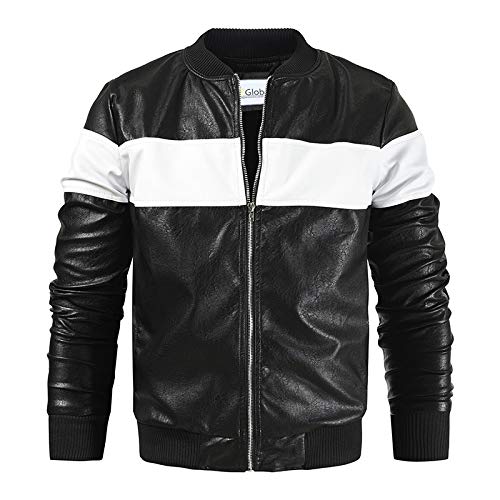 UZ Global Men's Fashion Patchwork Bomber Jacket - Faux Leather Varsity Baseball Pilot Coat | Stylish Outerwear for Casual Wear, Street Fashion & Night Out