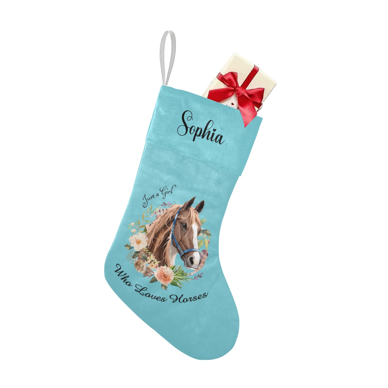 Personalized Horse Lovers Christmas Stocking with Name - Custom Holiday Gift for Boys, Girls & Pets (17.52 x 7.87 Inch) - Perfect for Fireplace Decor, Christmas Tree Hanging & Festive Gift Giving