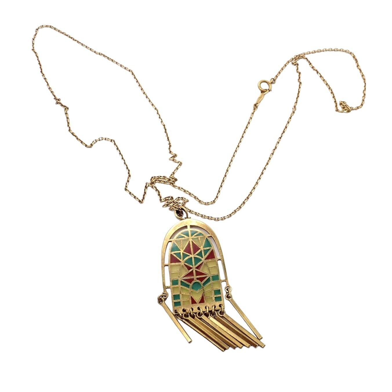 Authentic Mikimoto 18k Yellow Gold Stained Glass Window Pendant Necklace for Women - Elegant Jewelry Gift for Anniversary, Birthday & Special Occasions