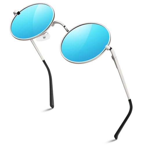 45mm Silver Frame Mirrored Blue Lens