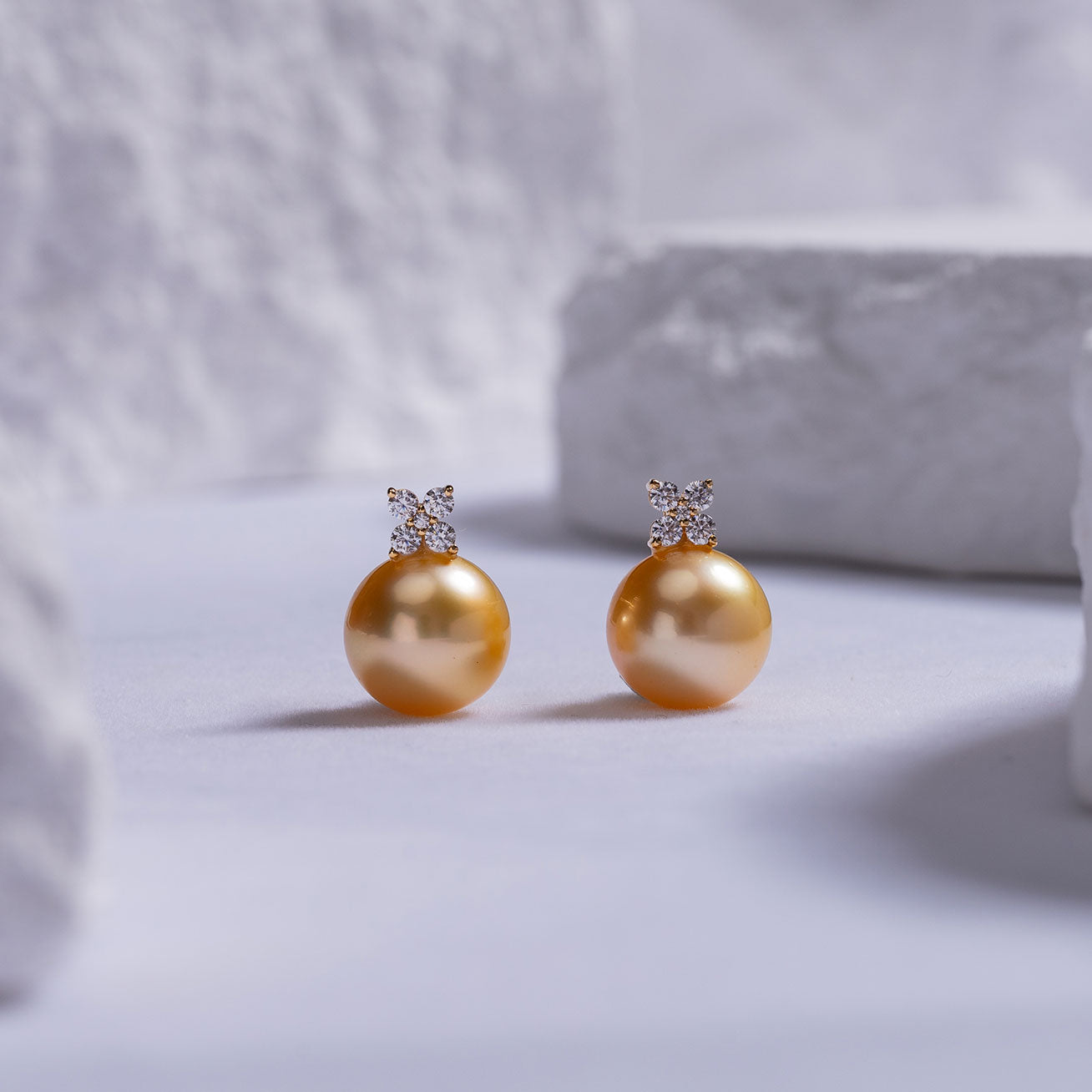 18K Solid Gold South Sea Golden Pearl Earrings KE00110 - Luxury Pearl Jewelry for Women, Elegant Gift for Weddings, Anniversaries & Special Occasions