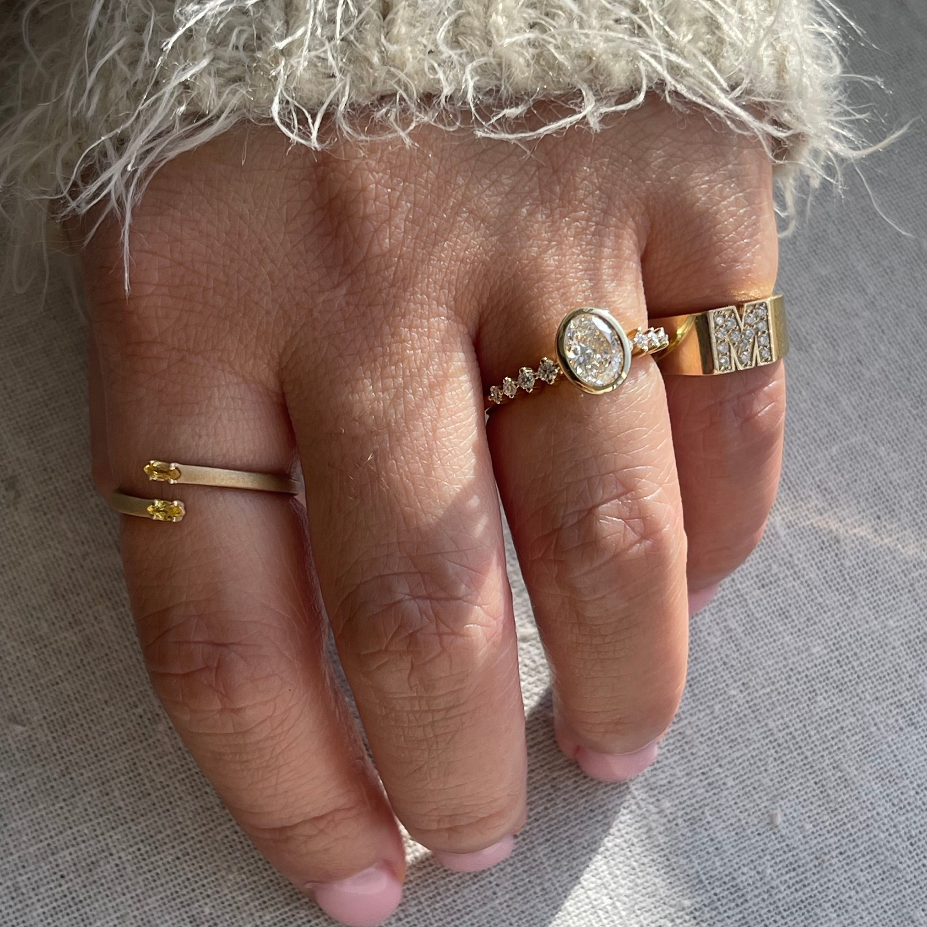 Pave Letter M Ring - Sterling Silver Initial Ring for Women, Dainty Alphabet Jewelry Gift for Her - Perfect for Birthdays, Anniversaries & Everyday Wear