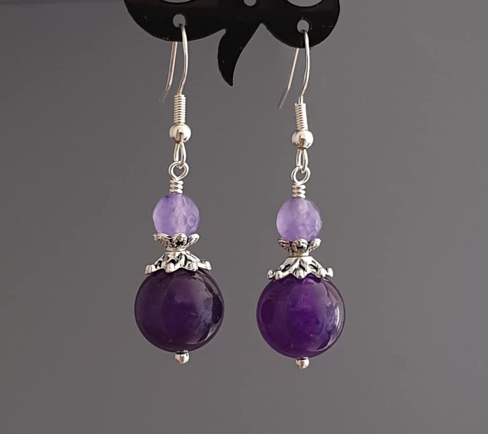 Handmade Purple Earrings for Women - Tibetan Silver 925 Sterling Hooks with Gift Box | Boho Chic Jewelry for Parties, Weddings & Everyday Wear