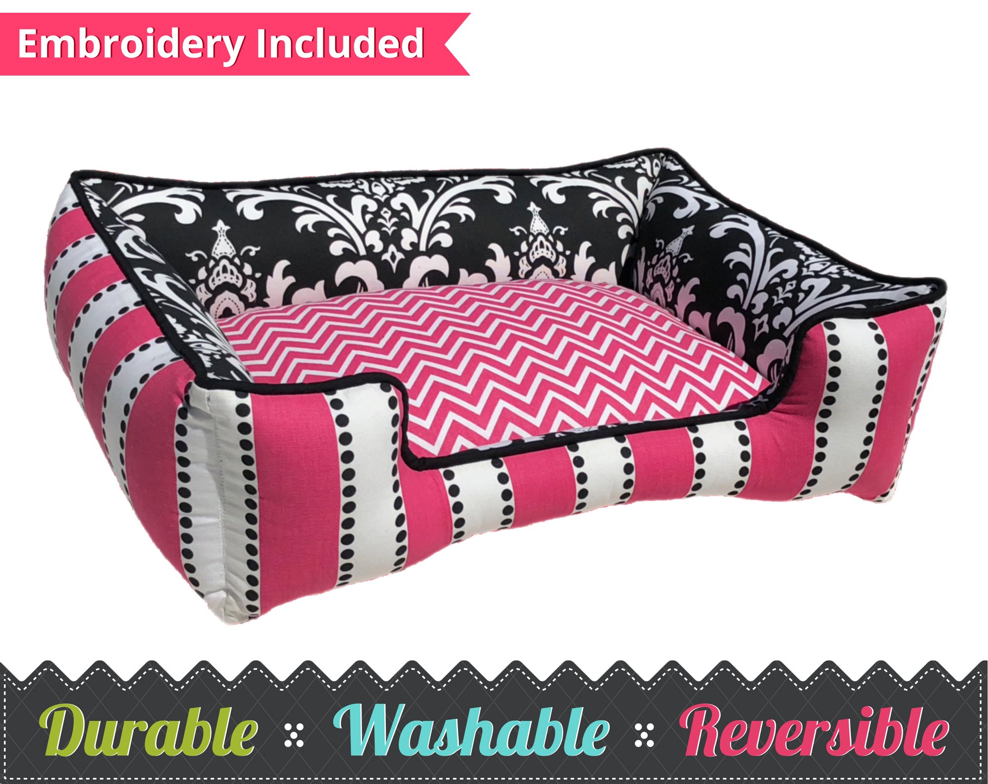 Navy & Yellow Reversible Pet Bed - Washable Cover for Dogs & Cats - Home Comfort