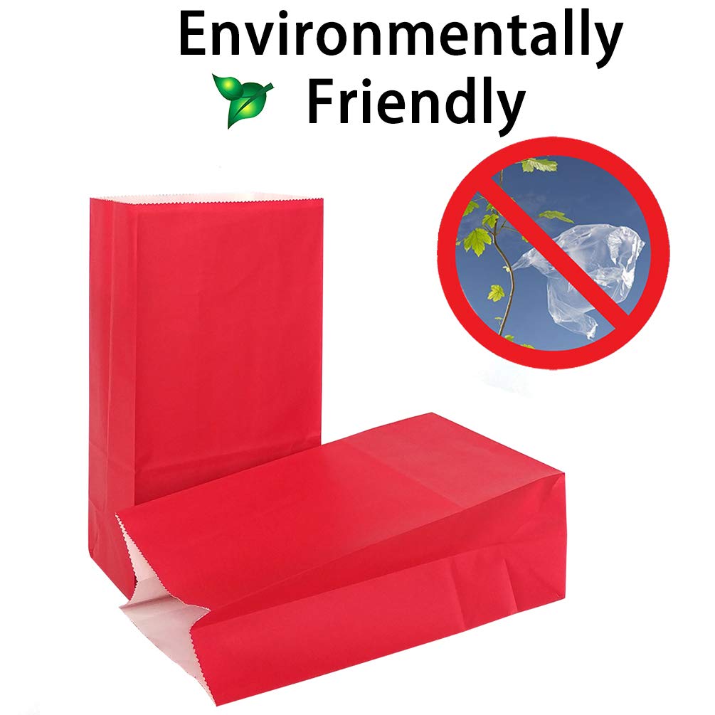 KEYYOOMY 24-Pack Small Red Paper Bags for Parties - 4.7x2.4x8.7 Inch Party Favor Bags, Goodie Bags & Lunch Bags - Perfect for Birthday Favors, Wedding Treats & Holiday Gift Packaging