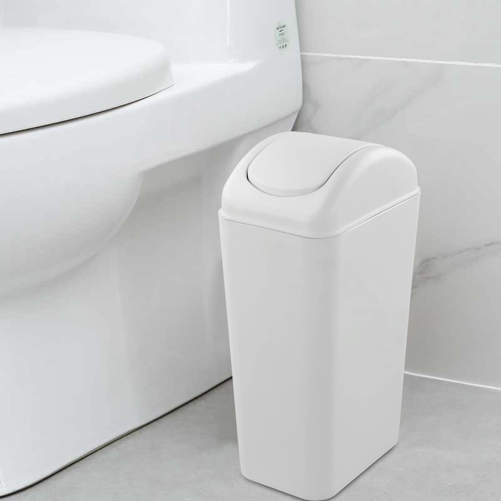 Xyskin 3.5 Gallon Plastic Trash Can with Swing Lid - Odor-Proof Bathroom Garbage Bin for Home, Office & RV - Small Wastebasket with Touch-Free Design for Bathrooms, Kitchens & Bedrooms