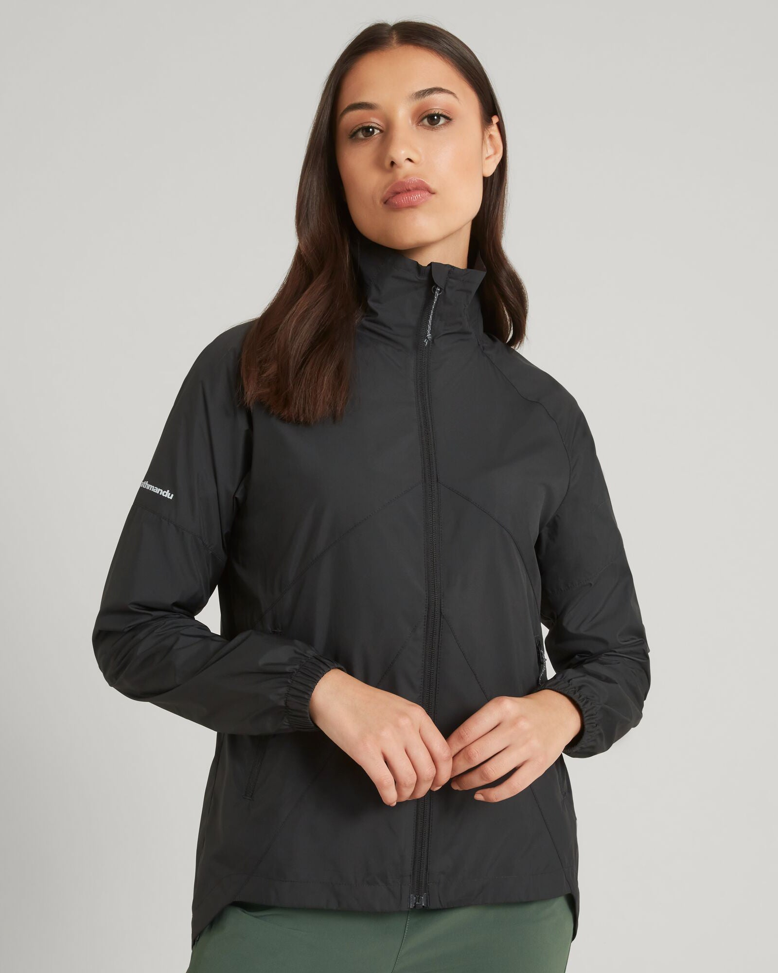 WND Chaser Women's Lightweight Windbreaker Jacket - Waterproof Running Hoodie with Zipper Pockets - Black Outdoor Raincoat for Hiking, Jogging & Travel