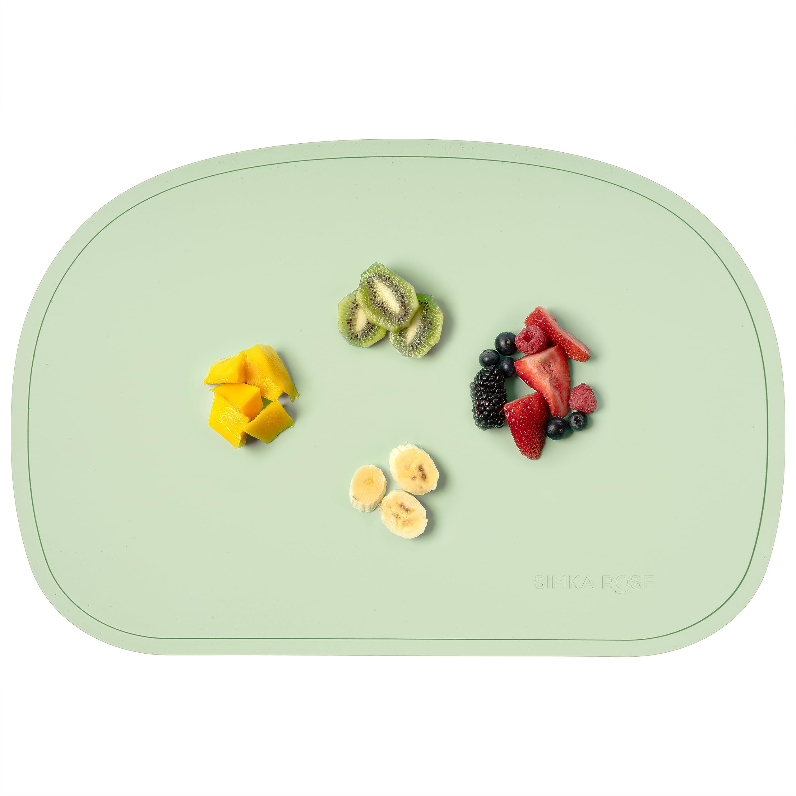 Simka Rose Silicone Baby Placemats - Non-Slip Toddler Placemats with Raised Edges for Dining Tables, Restaurants & Travel - Dishwasher Safe (Sage) - Perfect for Messy Eaters, Baby-Led Weaning & Family Meals
