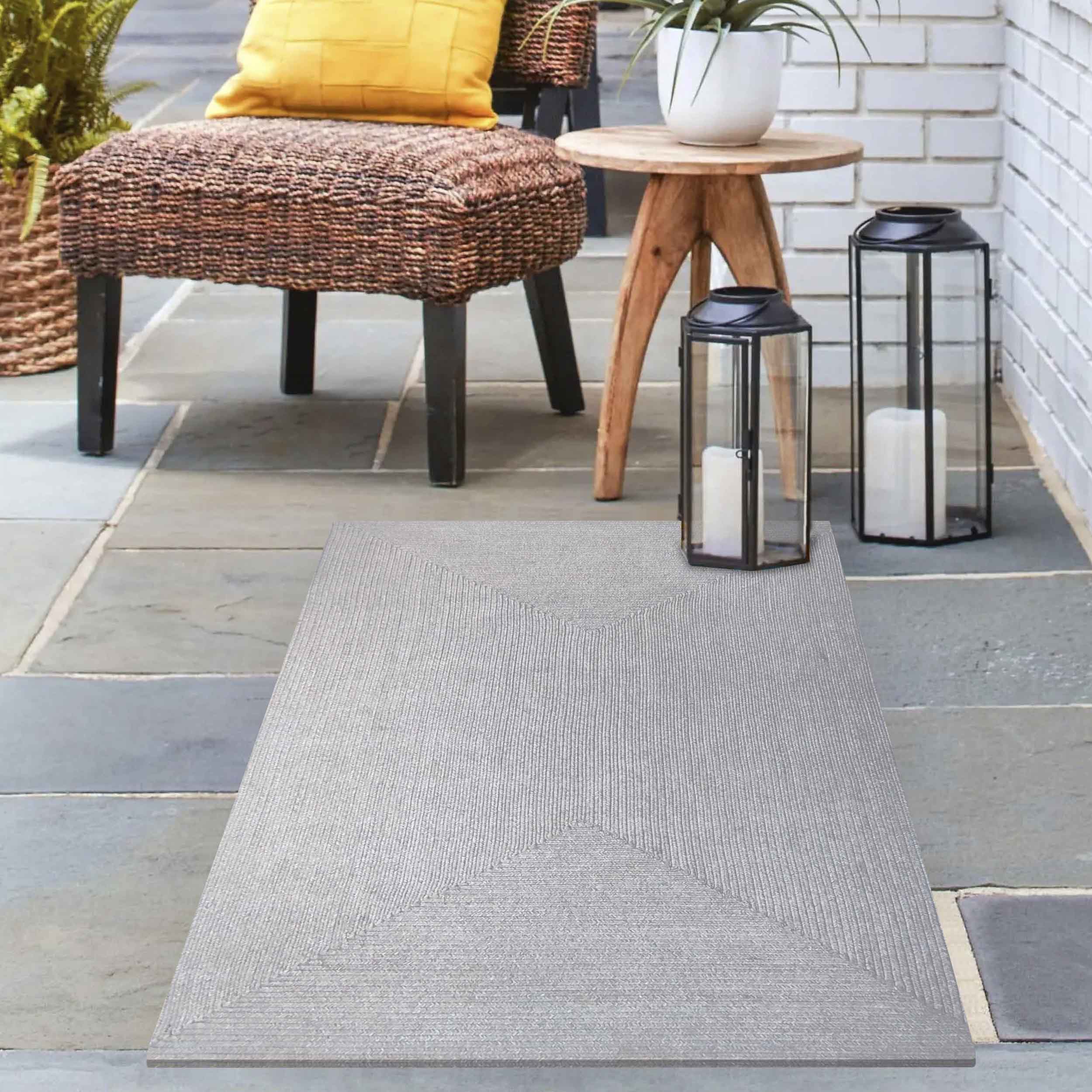 Bohemian Rectangle Indoor Outdoor Rugs - Solid Braided Jute Area Rug for Living Room, Bedroom, Patio & Deck - Non-Slip Eco-Friendly Home Decor