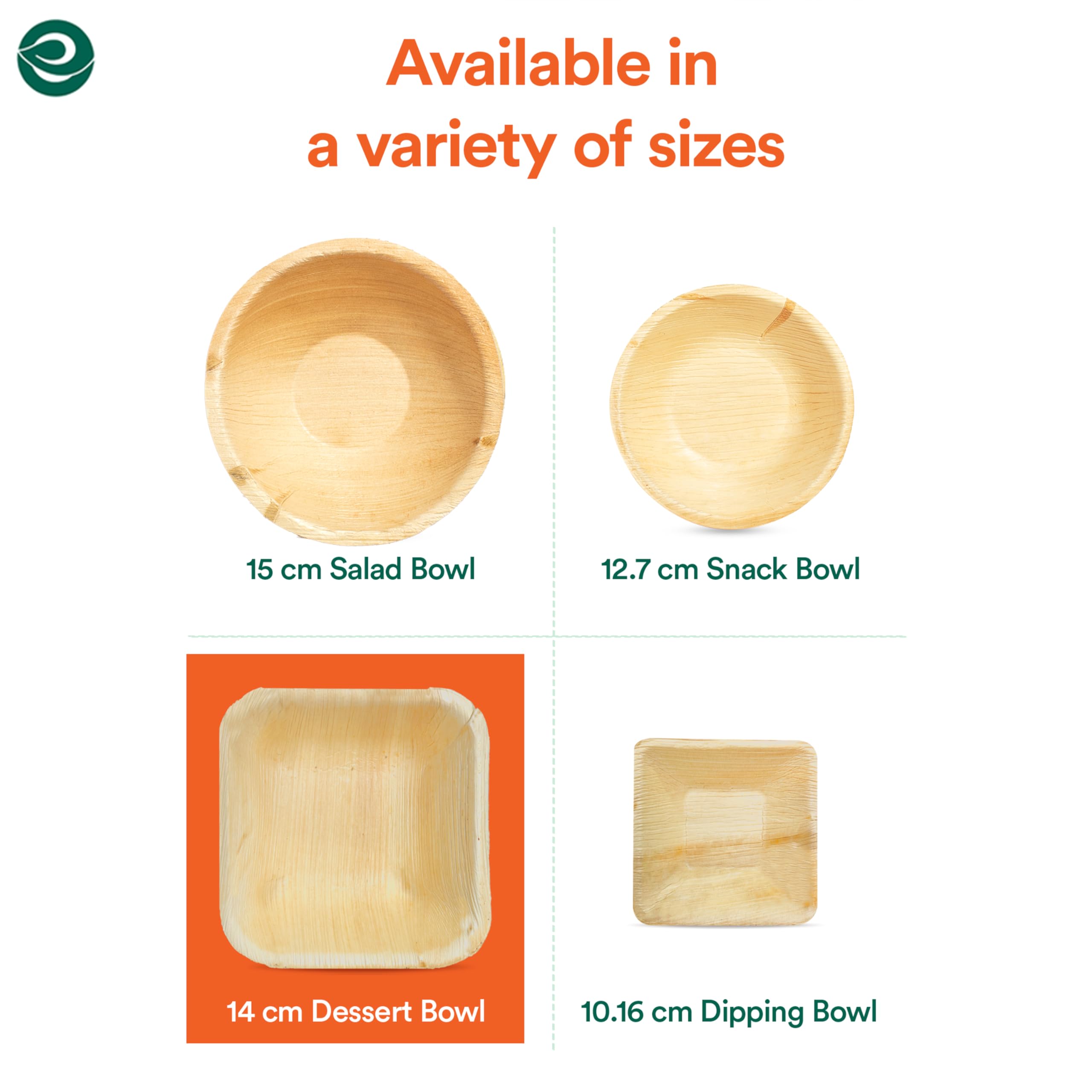 ECO SOUL 100% Compostable Biodegradable Disposable Palm Leaf Bowls - Eco-Friendly Square Dinnerware Set (16 Oz, 5.5