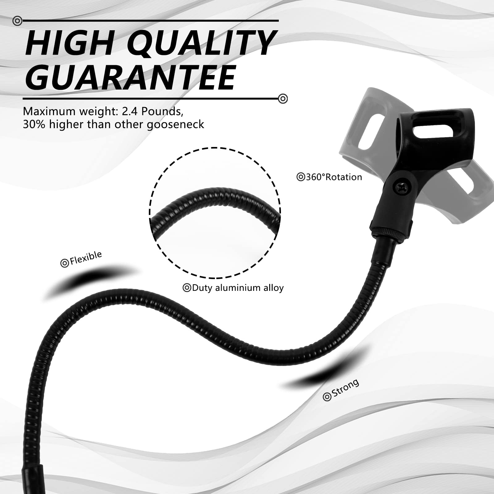 360 Degree Flexible Gooseneck Microphone Stand - Adjustable Desk Mic Boom Arm with Clip, 33cm Gooseneck Mic Holder for Podcasting, Online Meetings, Lectures & Voice Recording - Perfect for Home Studio, Office & Streaming Setup