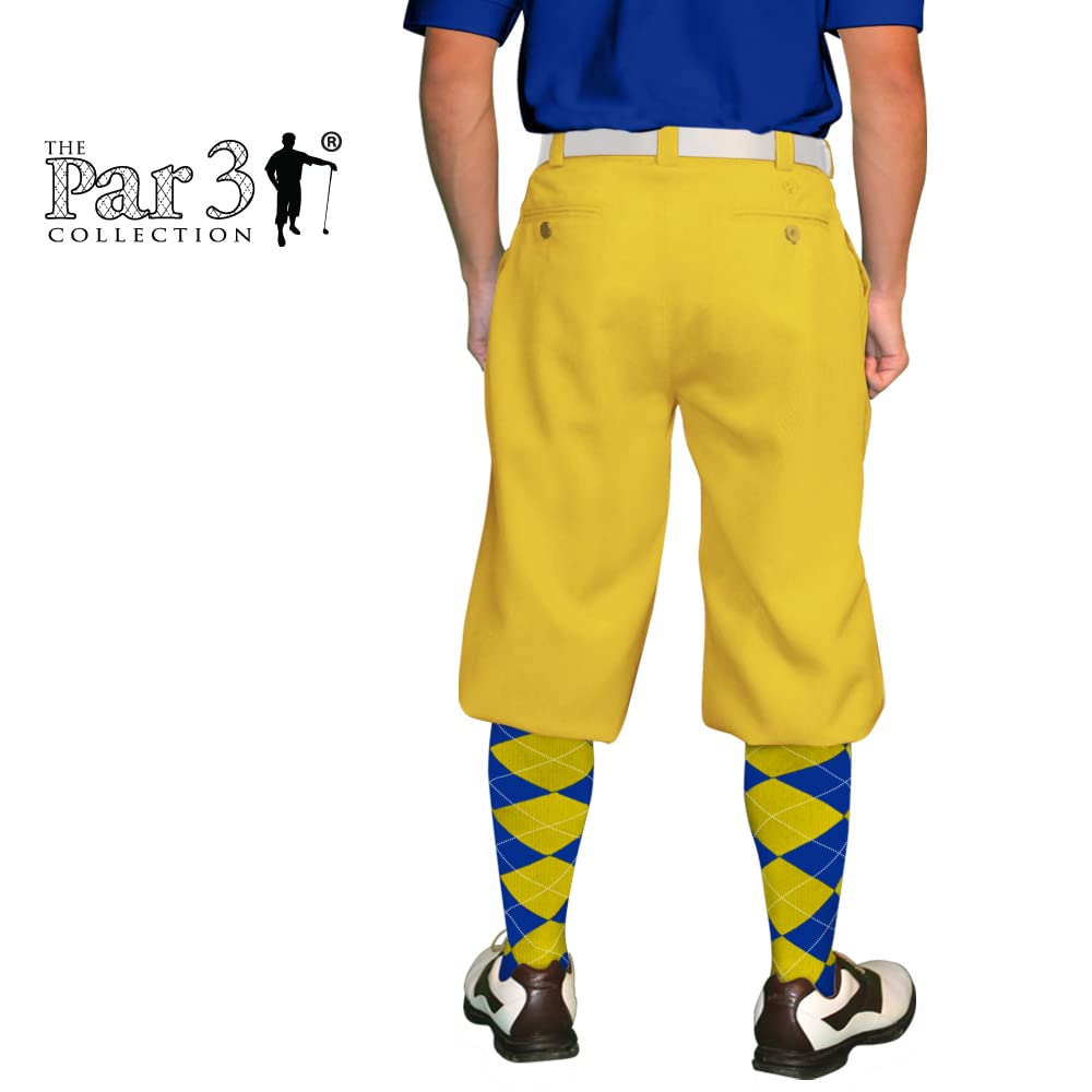 Premium Yellow Microfiber Plus Fours for Men - Lightweight & Breathable Golf Trousers - Perfect for Golfing, Casual Wear & Outdoor Activities