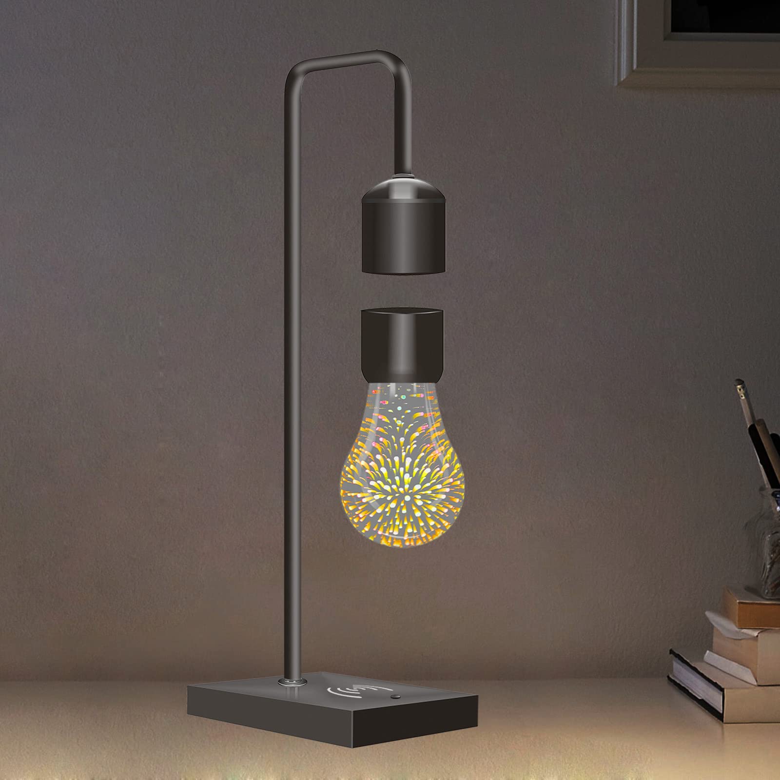 Floatidea Magnetic Levitating Bulb Lamp with Wireless Charger for iPhone & Android - 3D Floating LED Night Light for Bedroom, Desk Decor, Christmas Gifts | Perfect for Home Office, Nightstand & Gift Giving