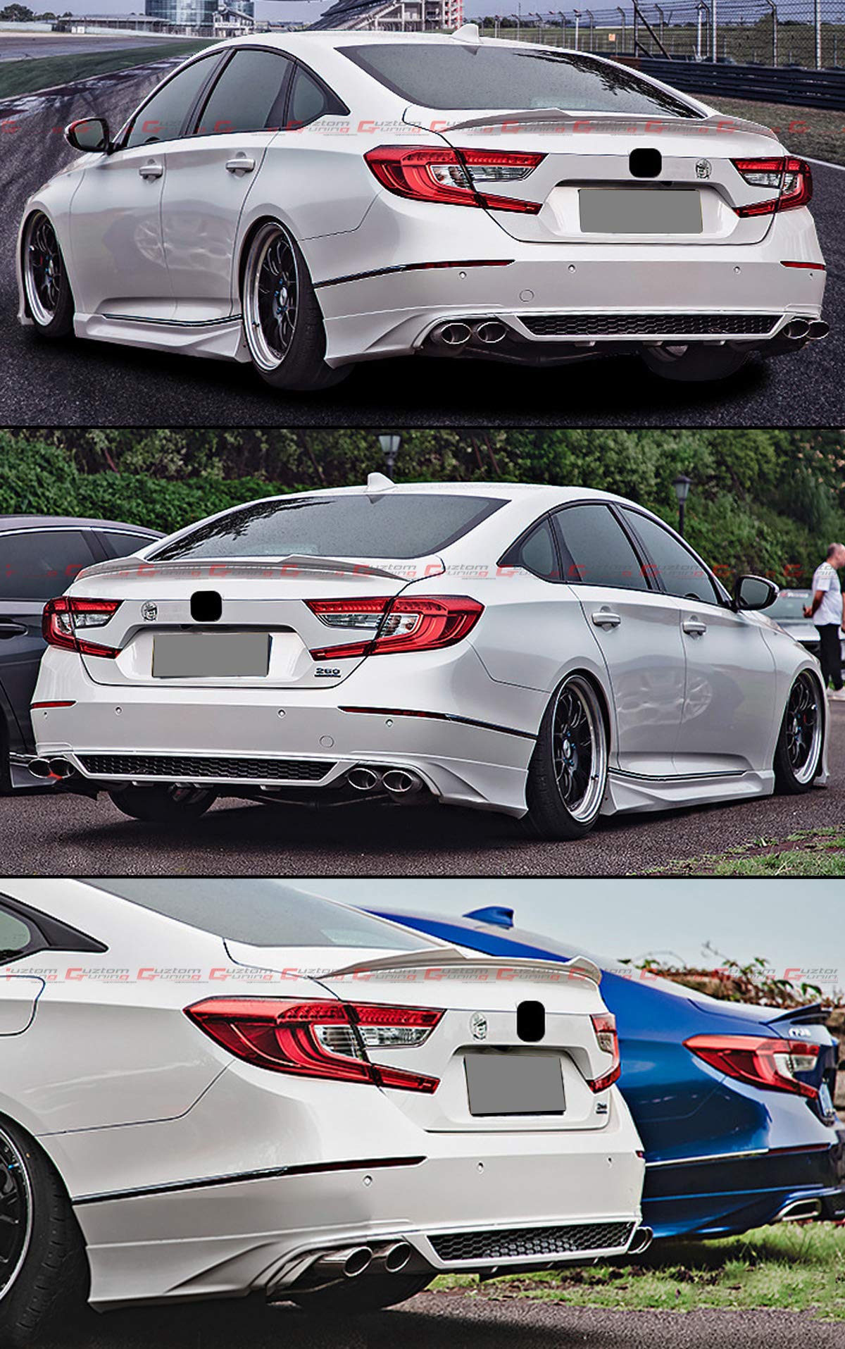 JDM Sleek Style Trunk Lid Spoiler Painted White Pearl for 2018-2021 Honda Accord - Enhance Your Car's Aerodynamics & Style for Daily Driving & Performance