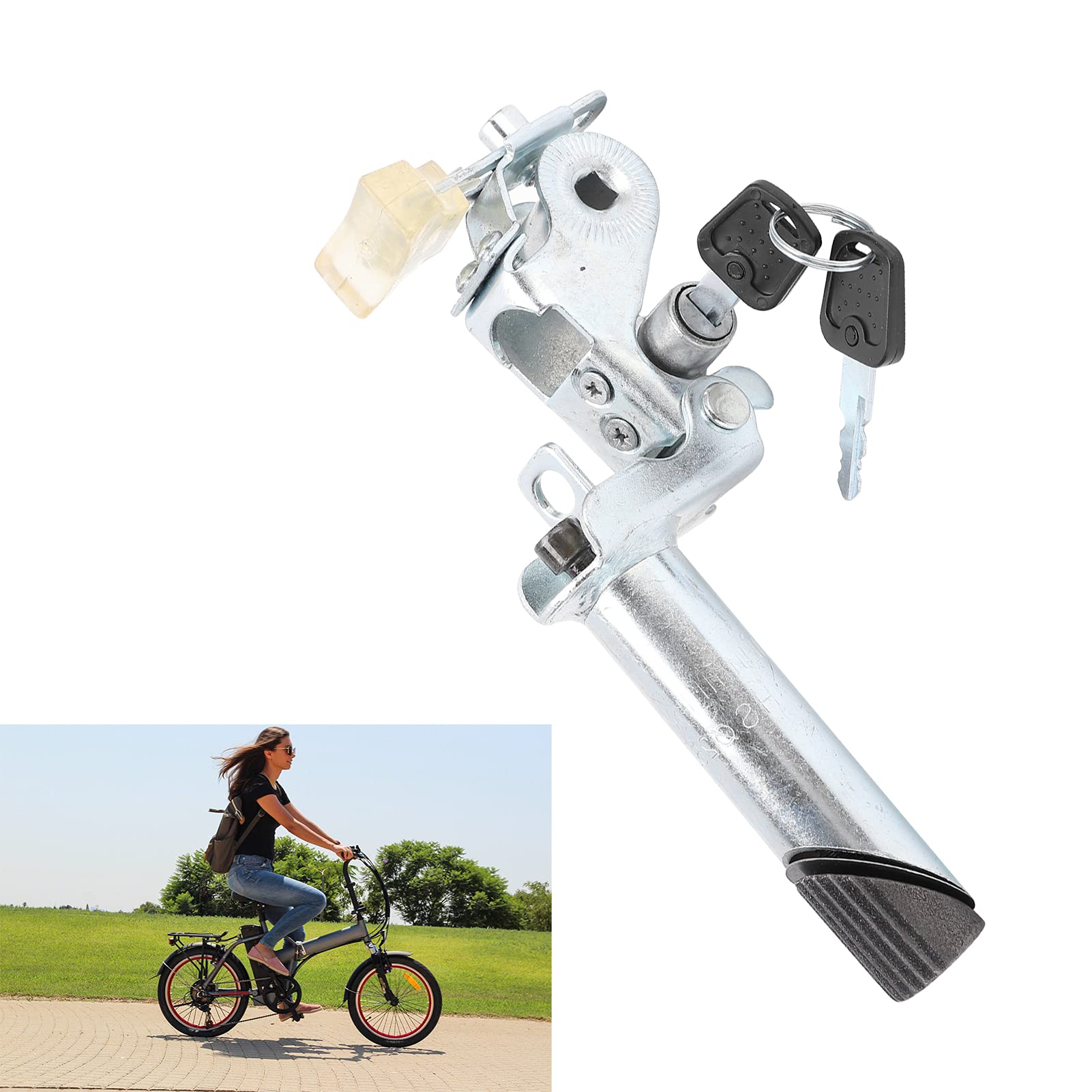 VBESTLIFE Electric Bike Seat Post - Adjustable Height Aluminum Alloy Folding Seatpost with Anti-Theft Key Lock | Perfect for Commuting, Mountain Biking & Urban Cycling Accessories