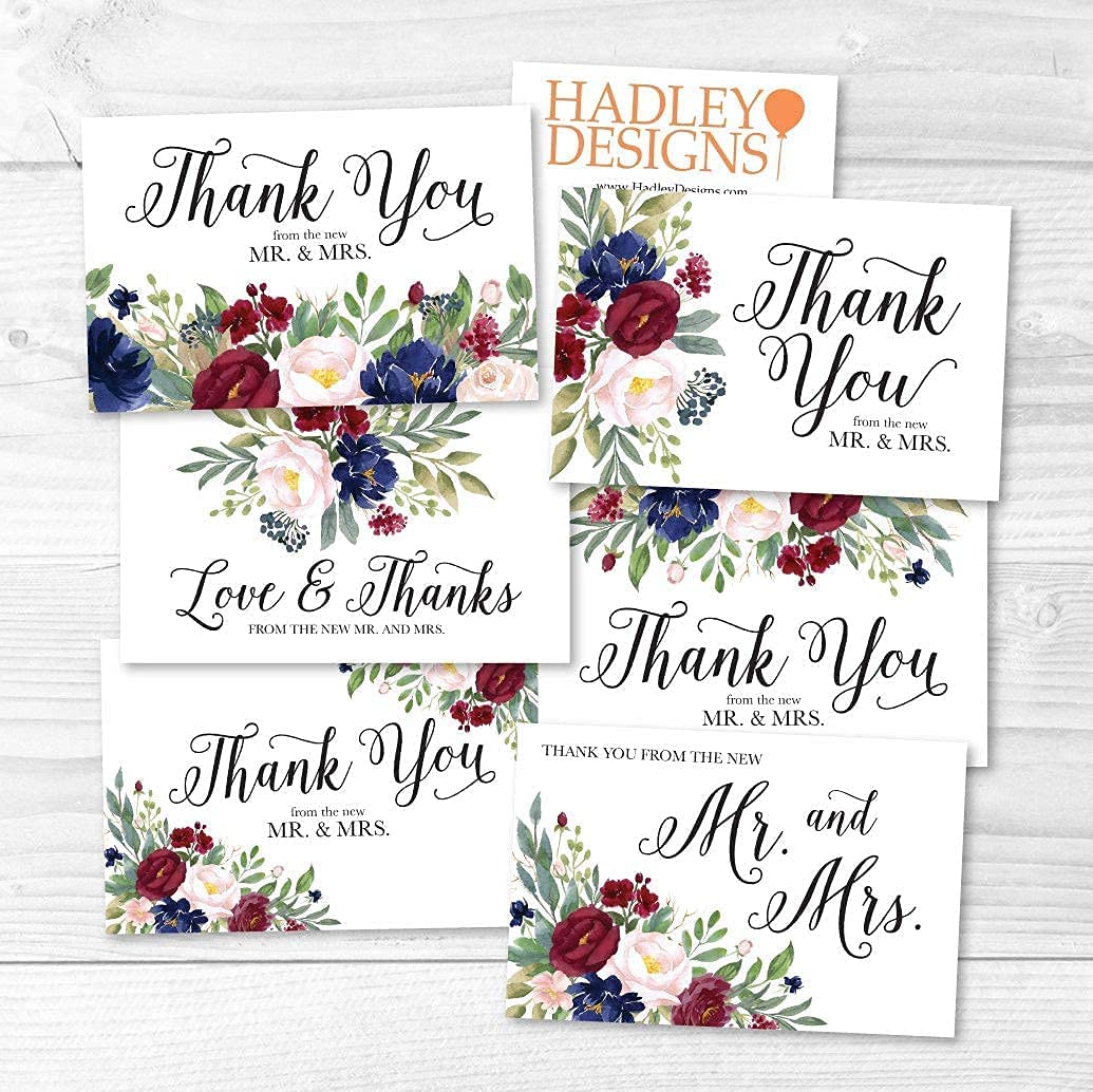 Hadley Designs 50 Floral Wedding & Well Wishes Cards with 24 Thank You Cards - Alternative Guest Book & Bridal Shower Games - Advice Cards for Bride & Groom - Perfect for Wedding Guestbooks, Bridal Showers & Anniversary Celebrations